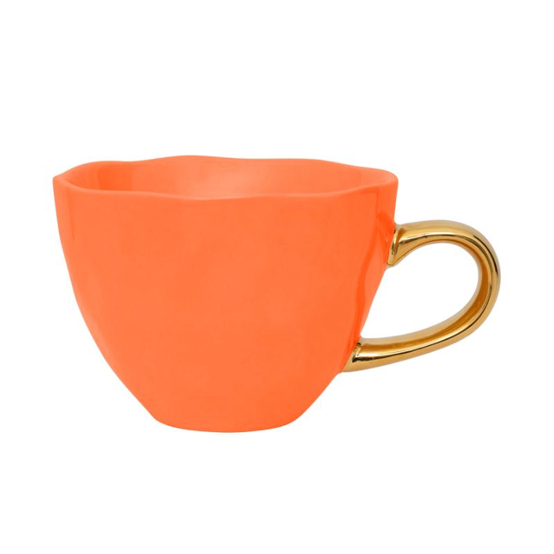 Cappuccino-Tasse GOOD MORNING orange mit Gold