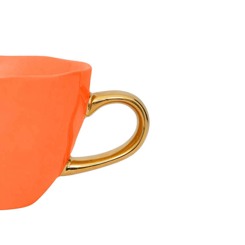 Cappuccino-Tasse GOOD MORNING orange mit Gold