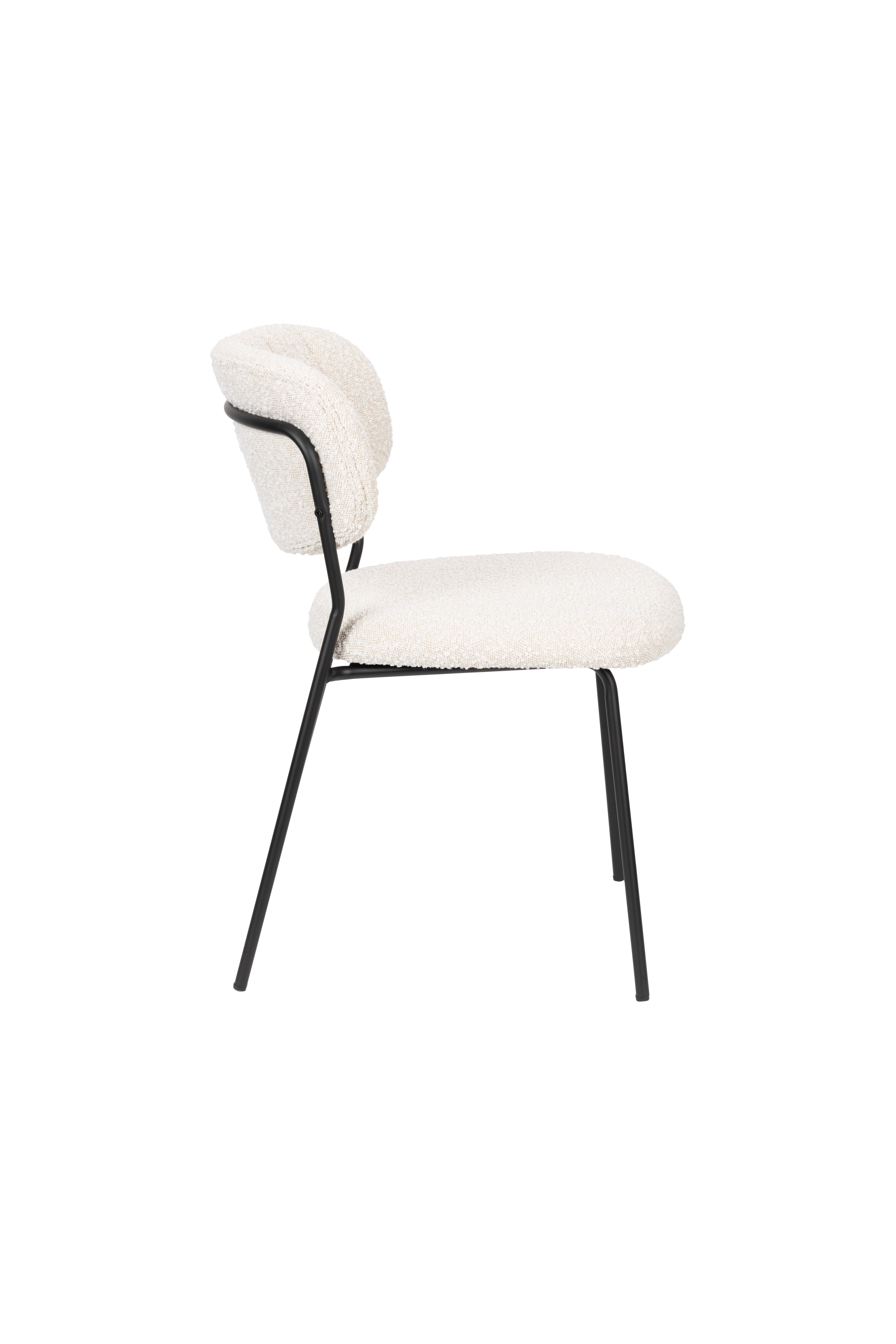 Jolien Stuhl Cream Boucle mit einer schwarzen Basis