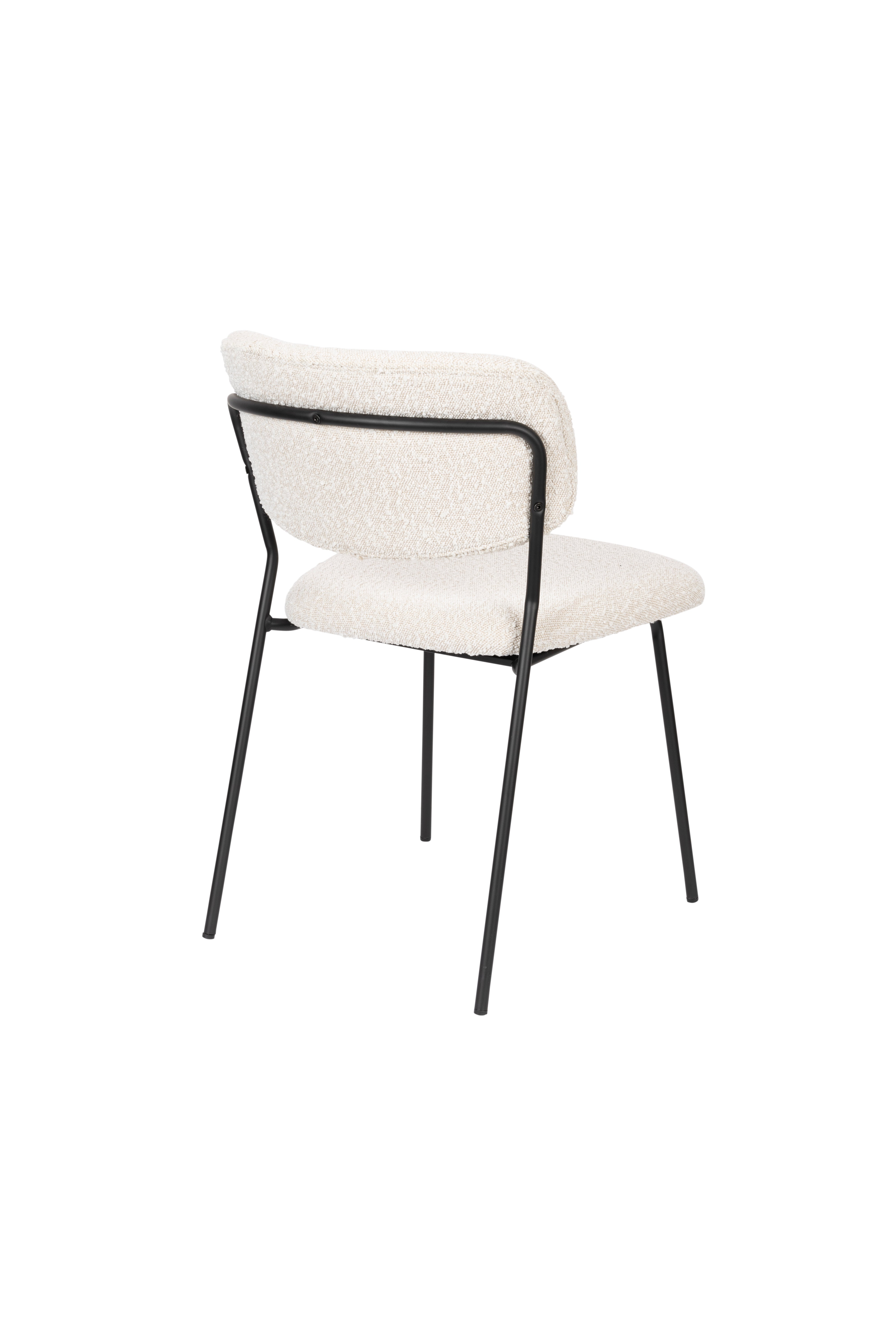 Jolien Stuhl Cream Boucle mit einer schwarzen Basis