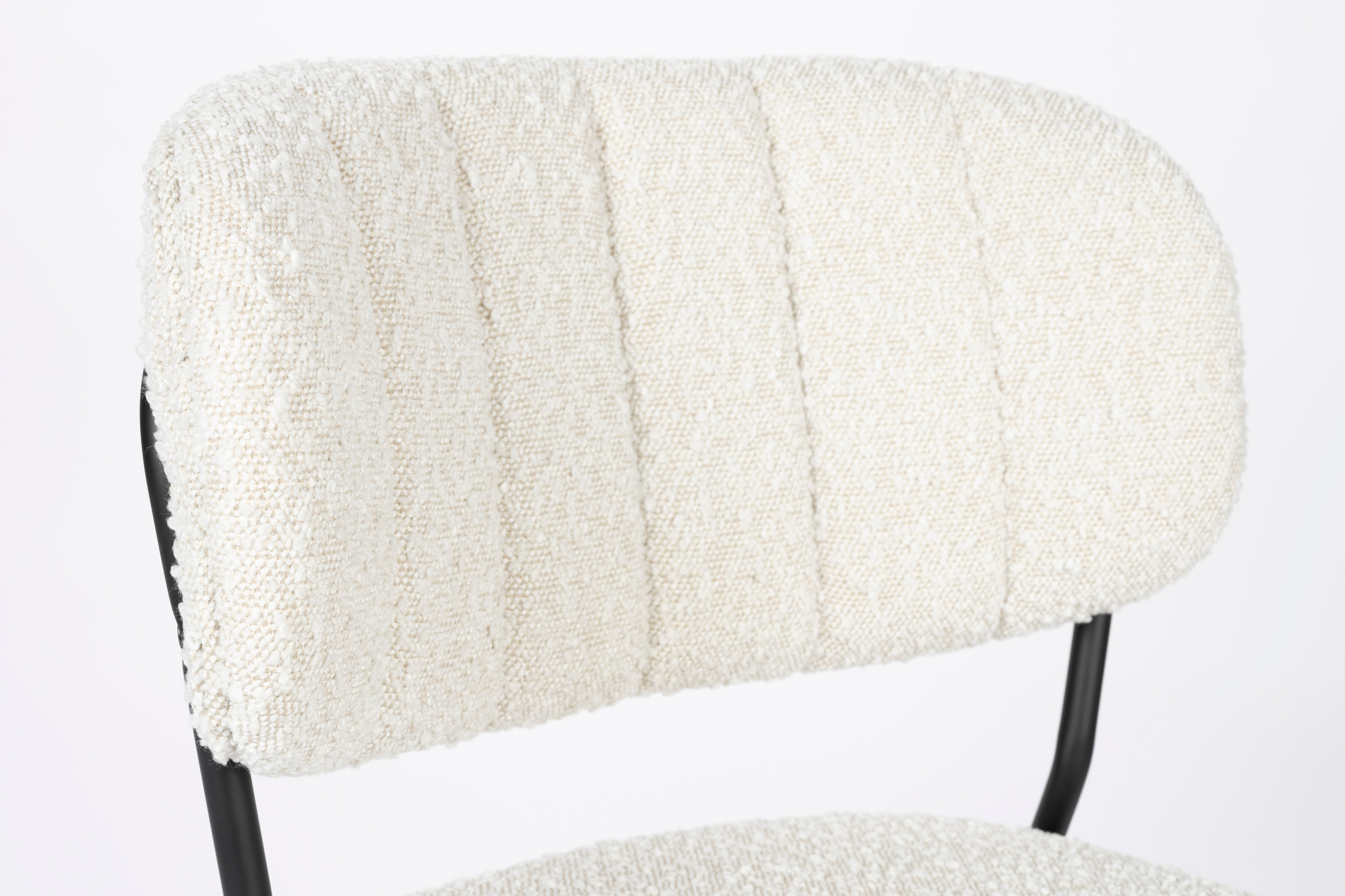 Jolien Stuhl Cream Boucle mit einer schwarzen Basis