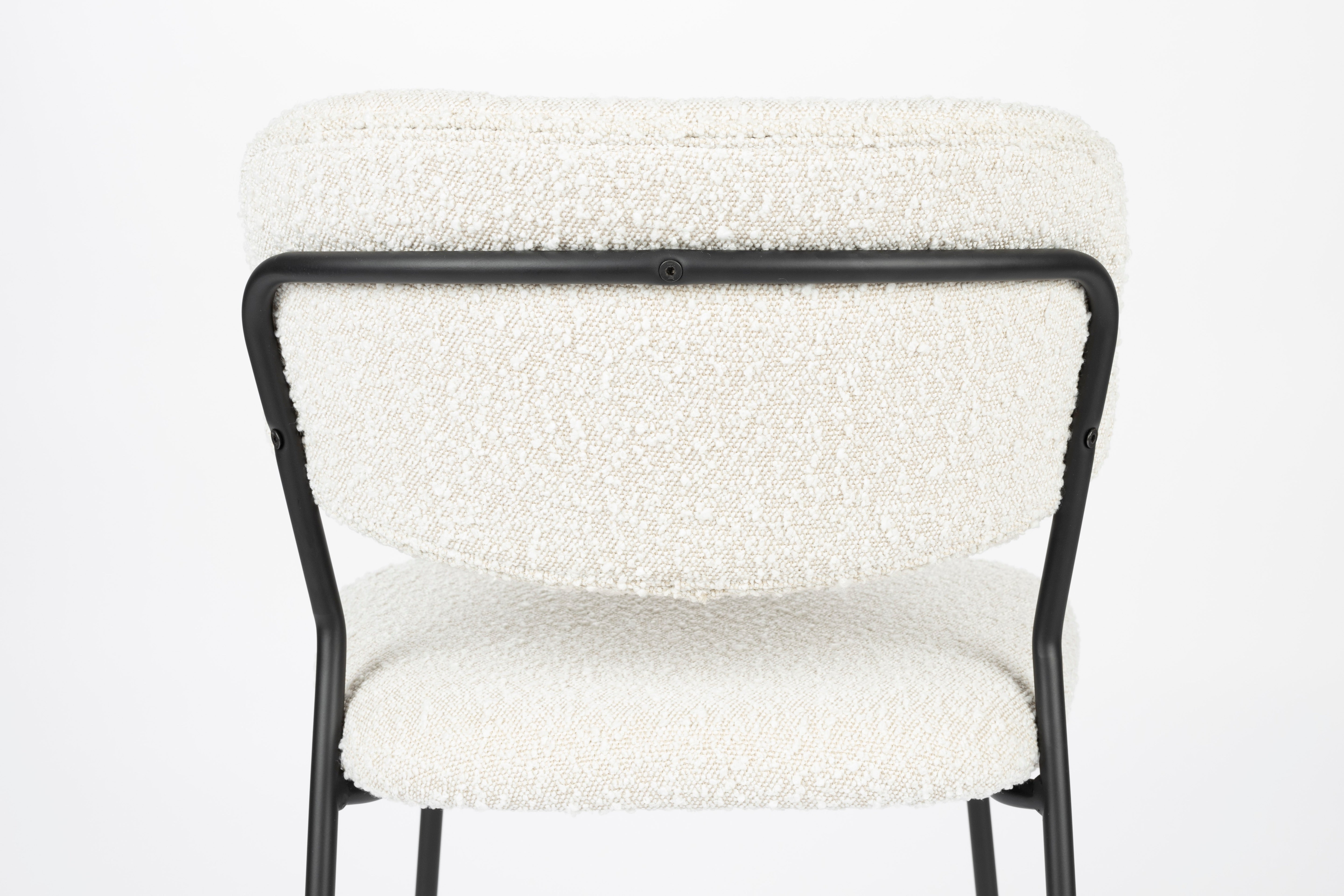 Jolien Stuhl Cream Boucle mit einer schwarzen Basis