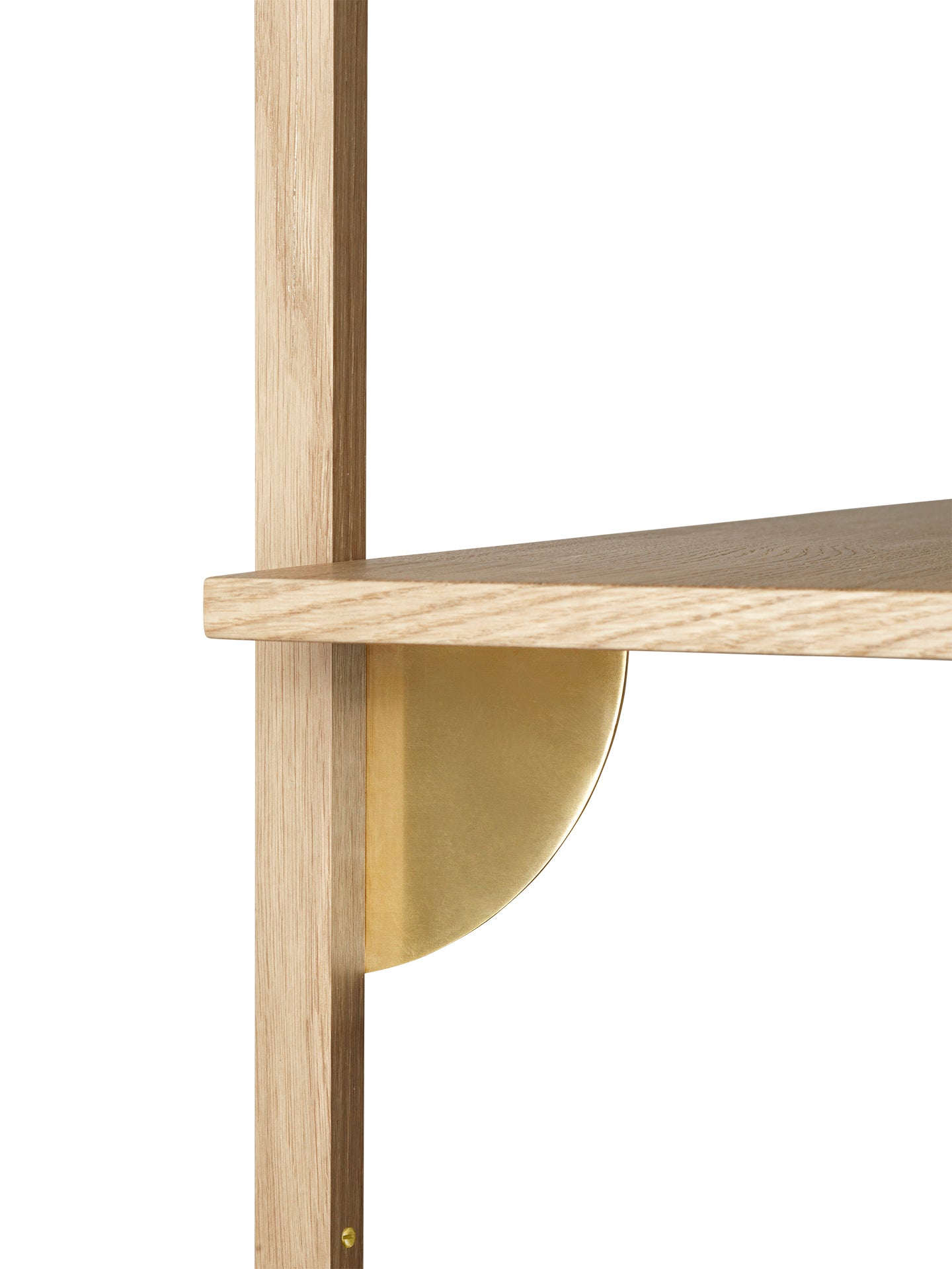 SECTOR WIDE shelf in oak veneer with a brass finish