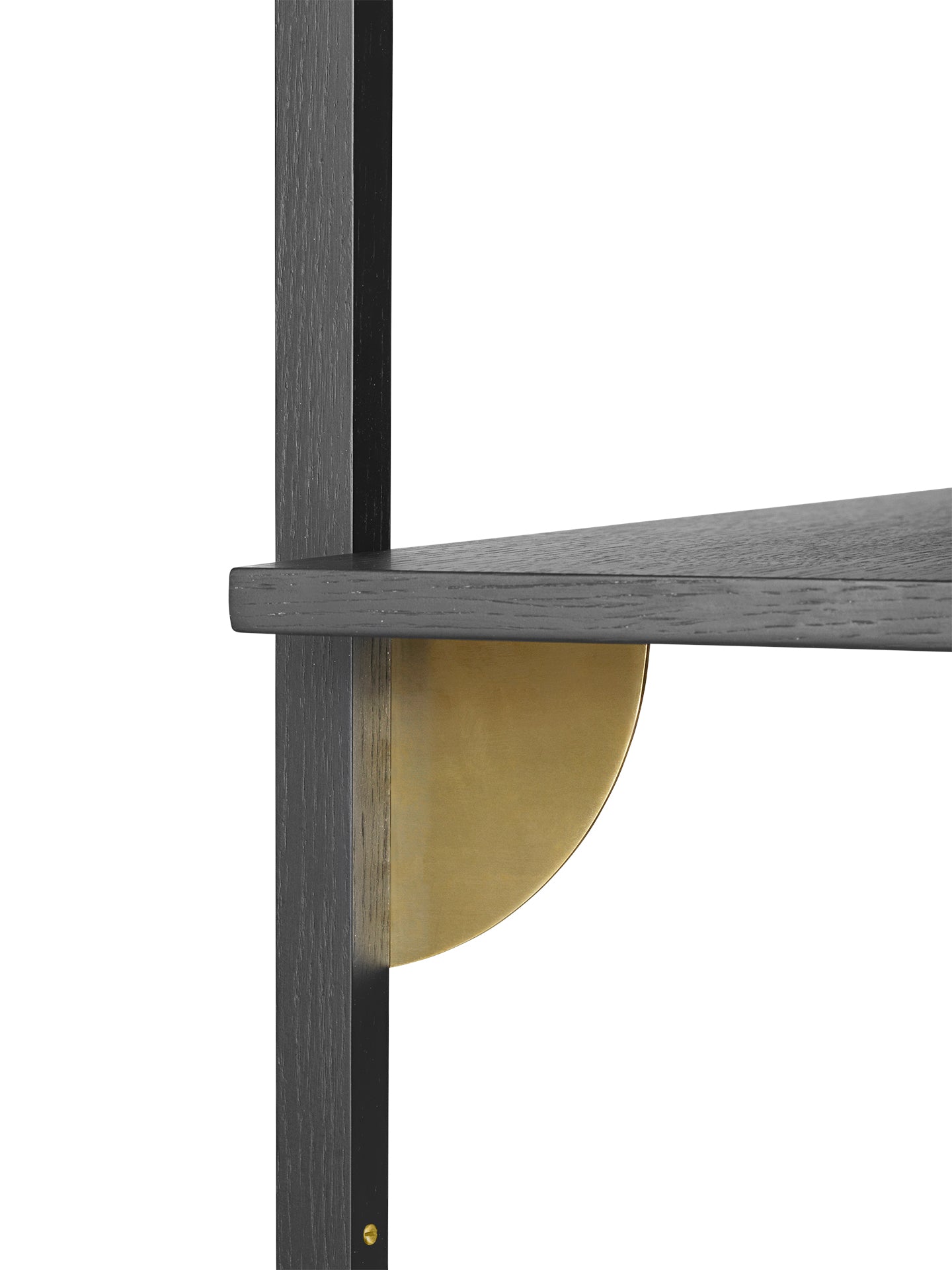 SECTOR TRIPLE NARROW Regal, schwarzes Eschenfurnier mit Messing-Finish
