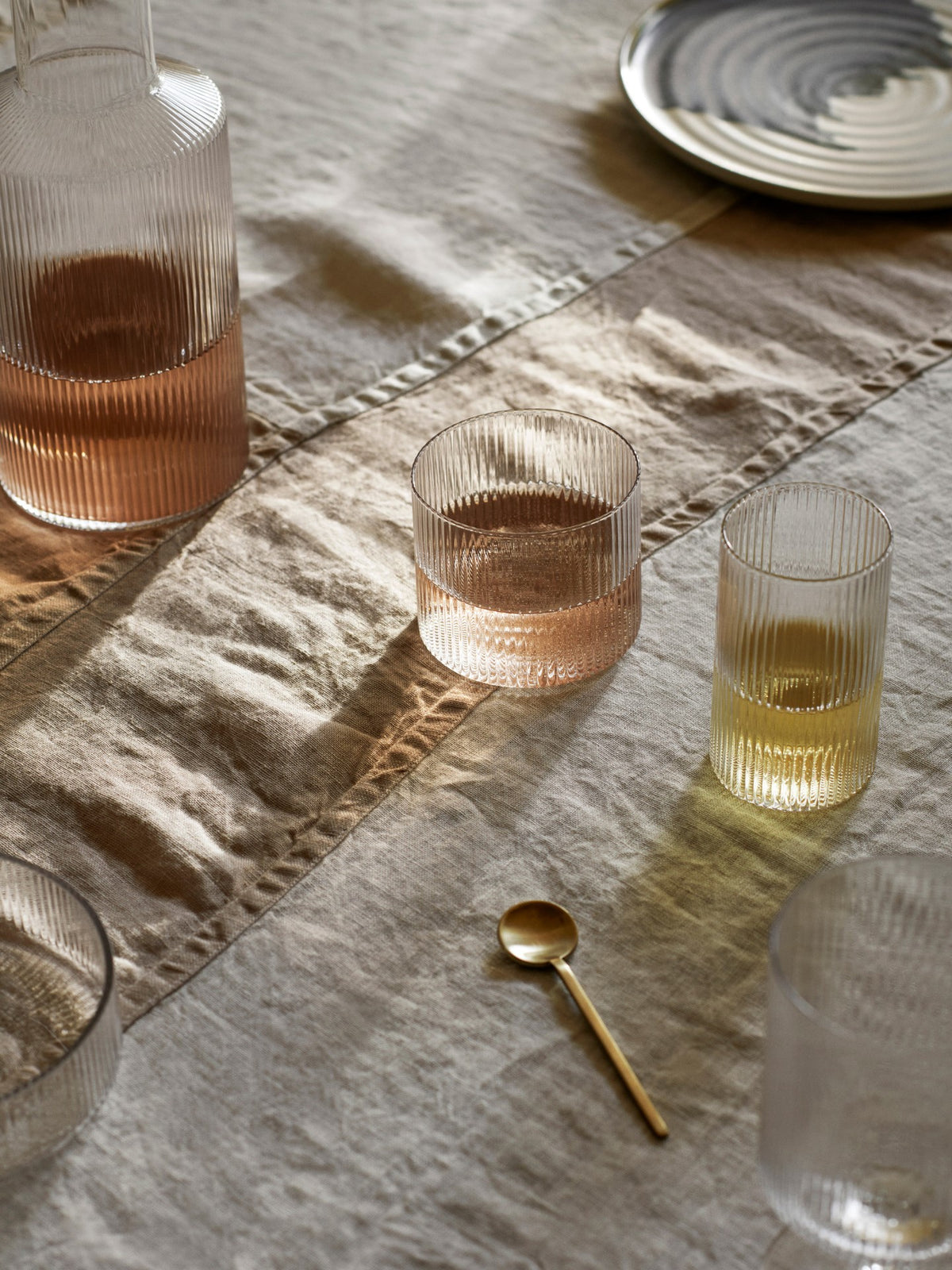 Set von RIPPLE LOW Gläsern aus handgeblasenem Glas