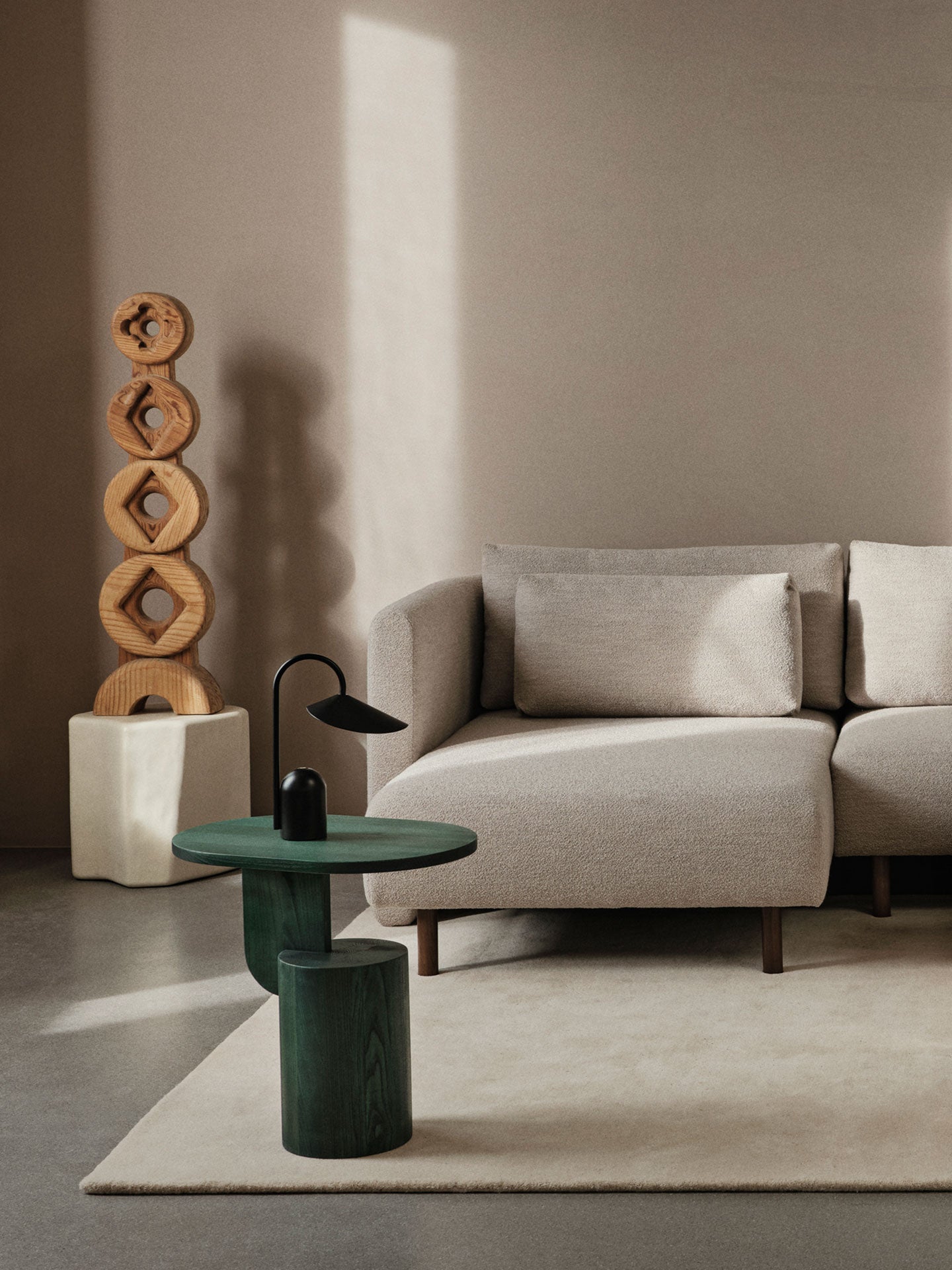 Dase modulares Sofa - links -handlich weicher Bouclé Beige