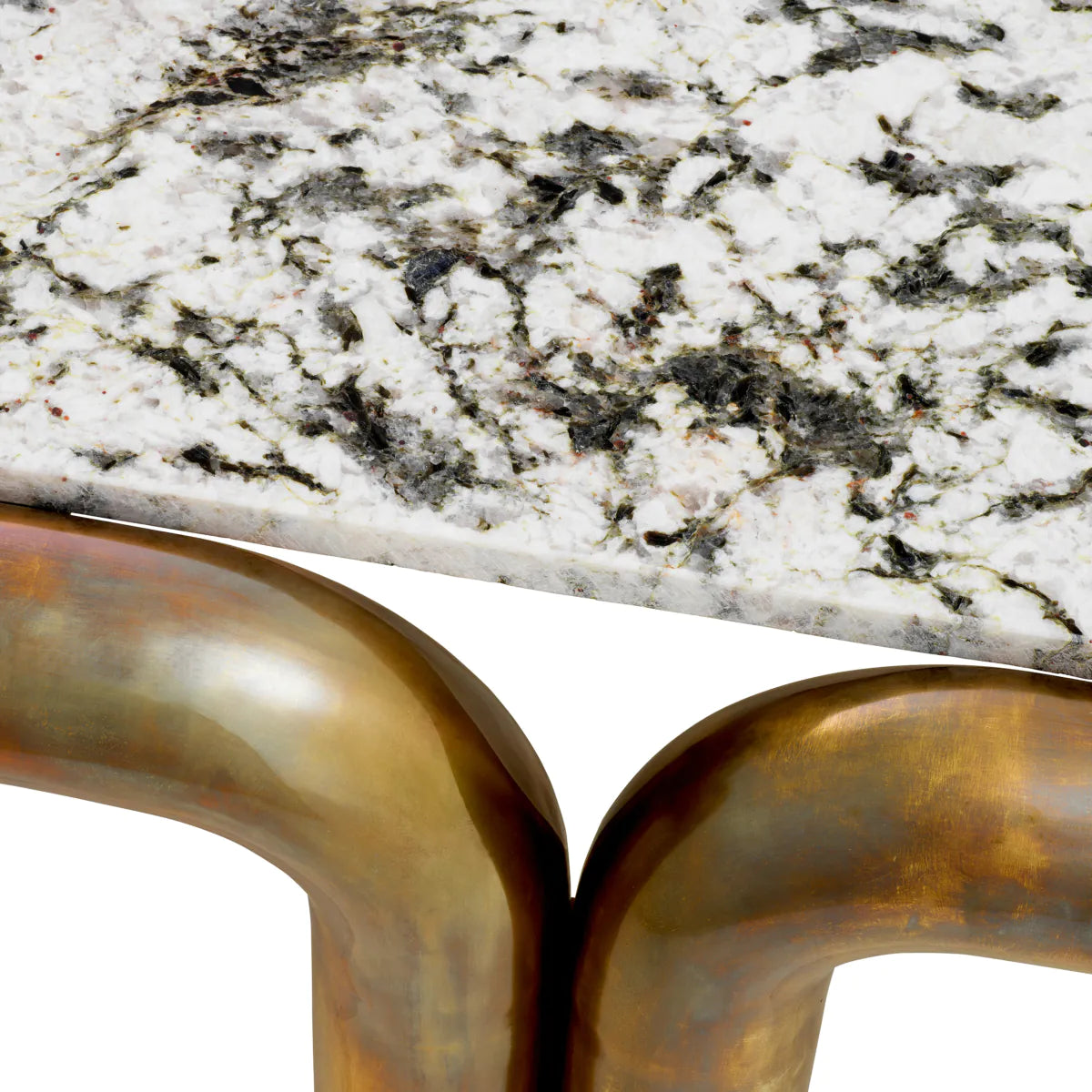 Sunwood Couchtisch, ein Marmoroberteil mit altem Gold