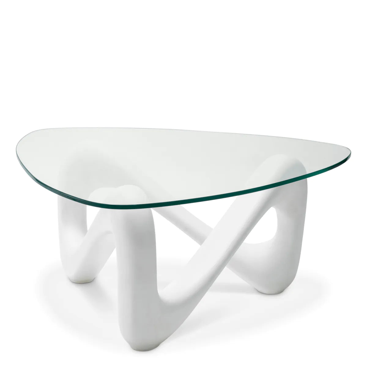 Aventura glass table with a white base