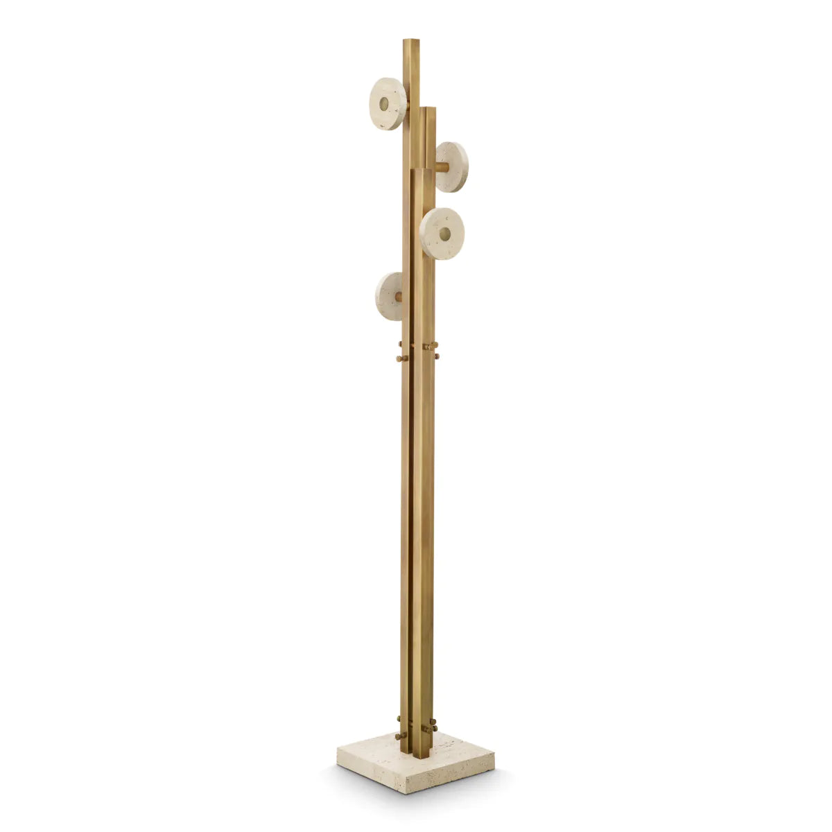 Garderobe AMADORA antik messing Finish mit Travertin