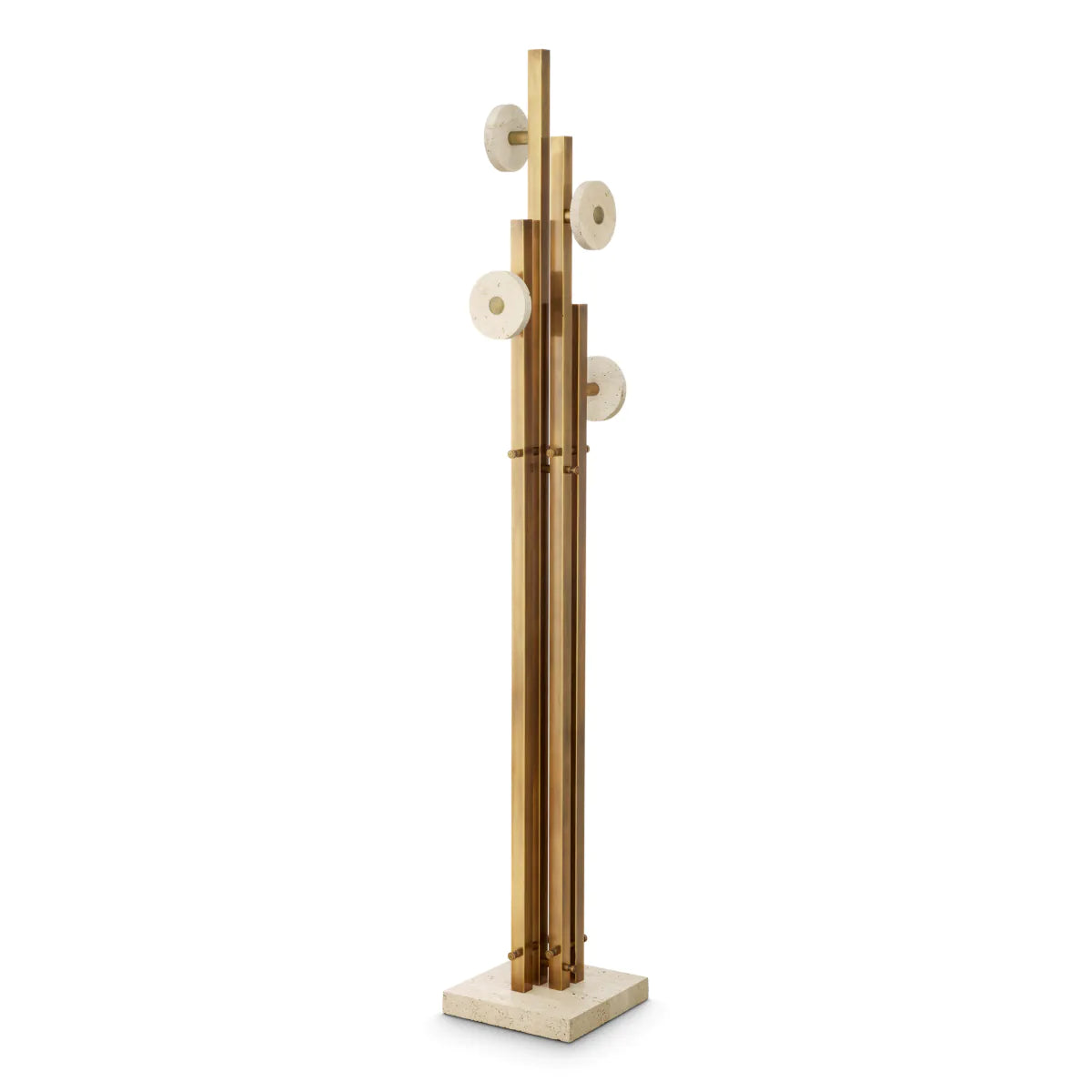 Garderobe AMADORA antik messing Finish mit Travertin