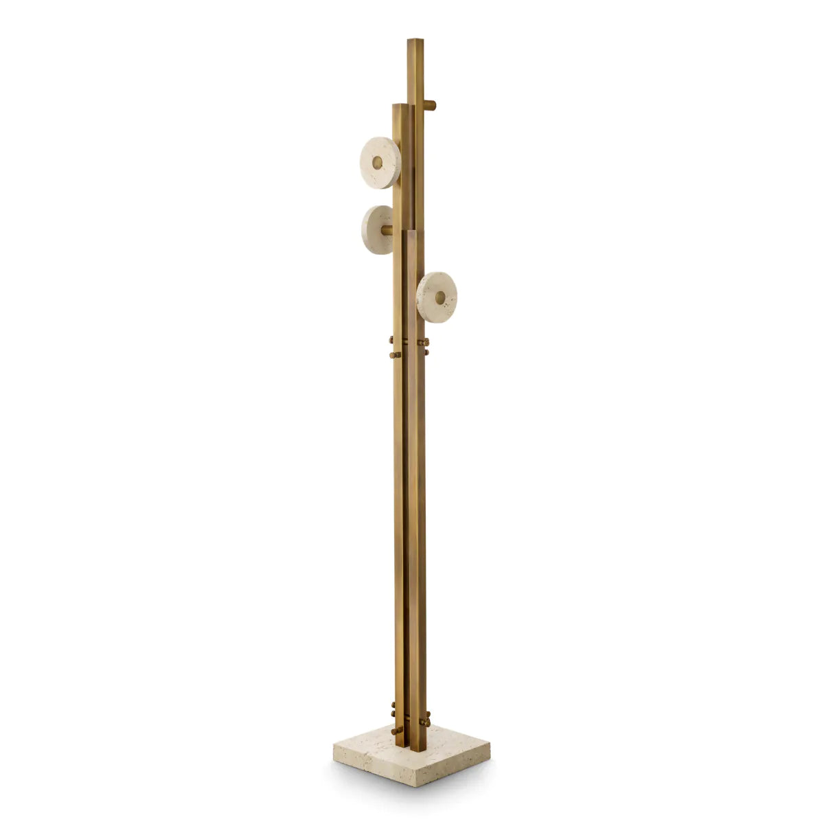 Garderobe AMADORA antik messing Finish mit Travertin