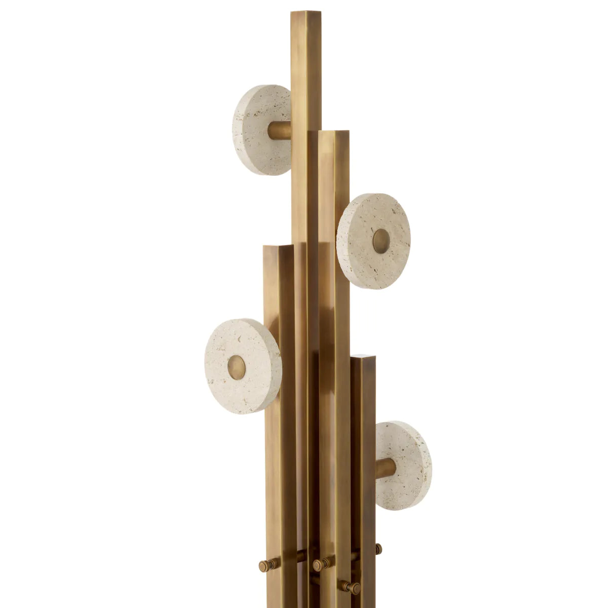 Garderobe AMADORA antik messing Finish mit Travertin