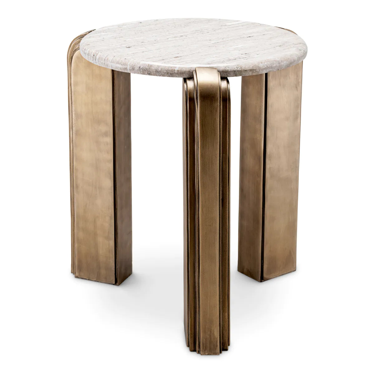 Beistelltisch ALBIN Marmor mit antikem Gold