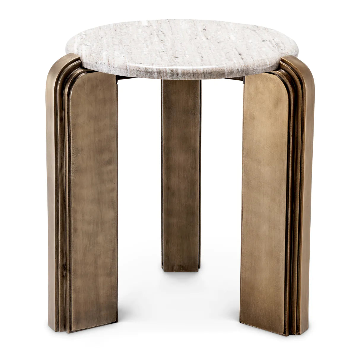 Beistelltisch ALBIN Marmor mit antikem Gold