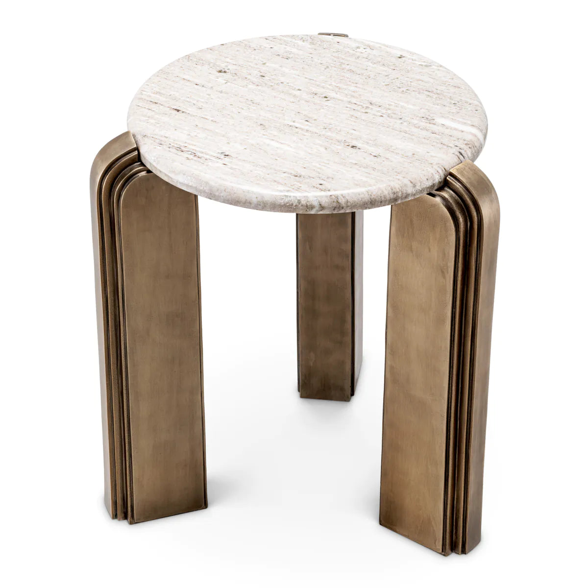 Beistelltisch ALBIN Marmor mit antikem Gold