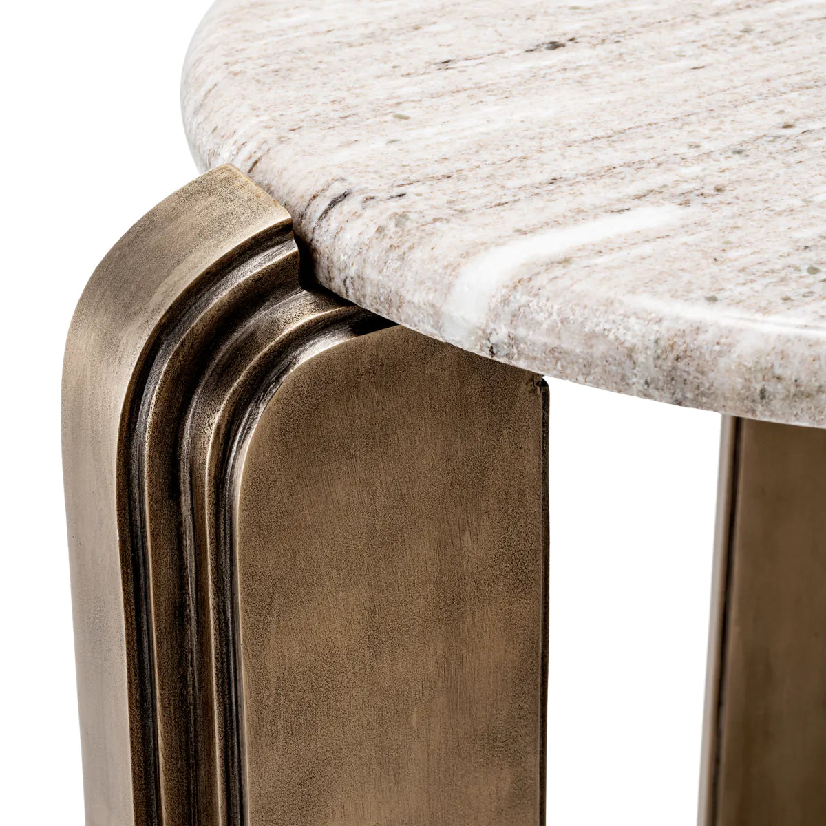 Beistelltisch ALBIN Marmor mit antikem Gold