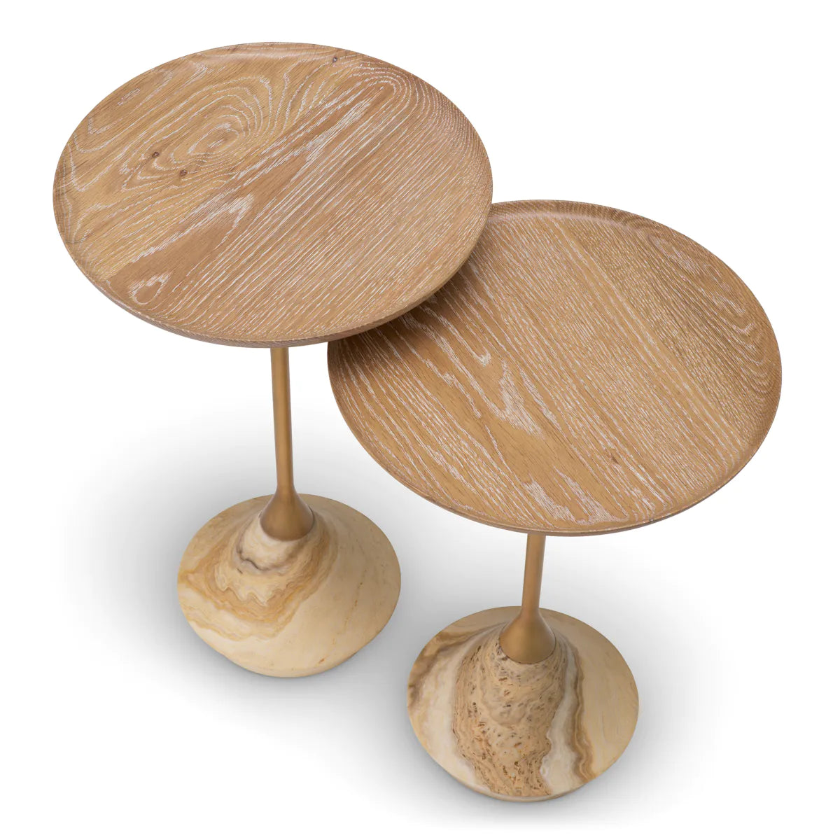 Set von Tischen PUGLIA aus Eichenholz mit Onyxbasis