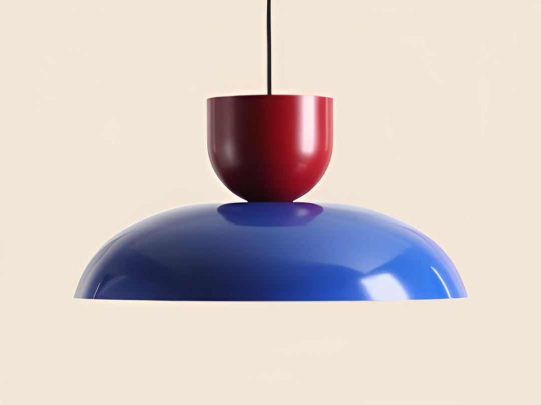 Hängelampe ELLA blau mit rot
