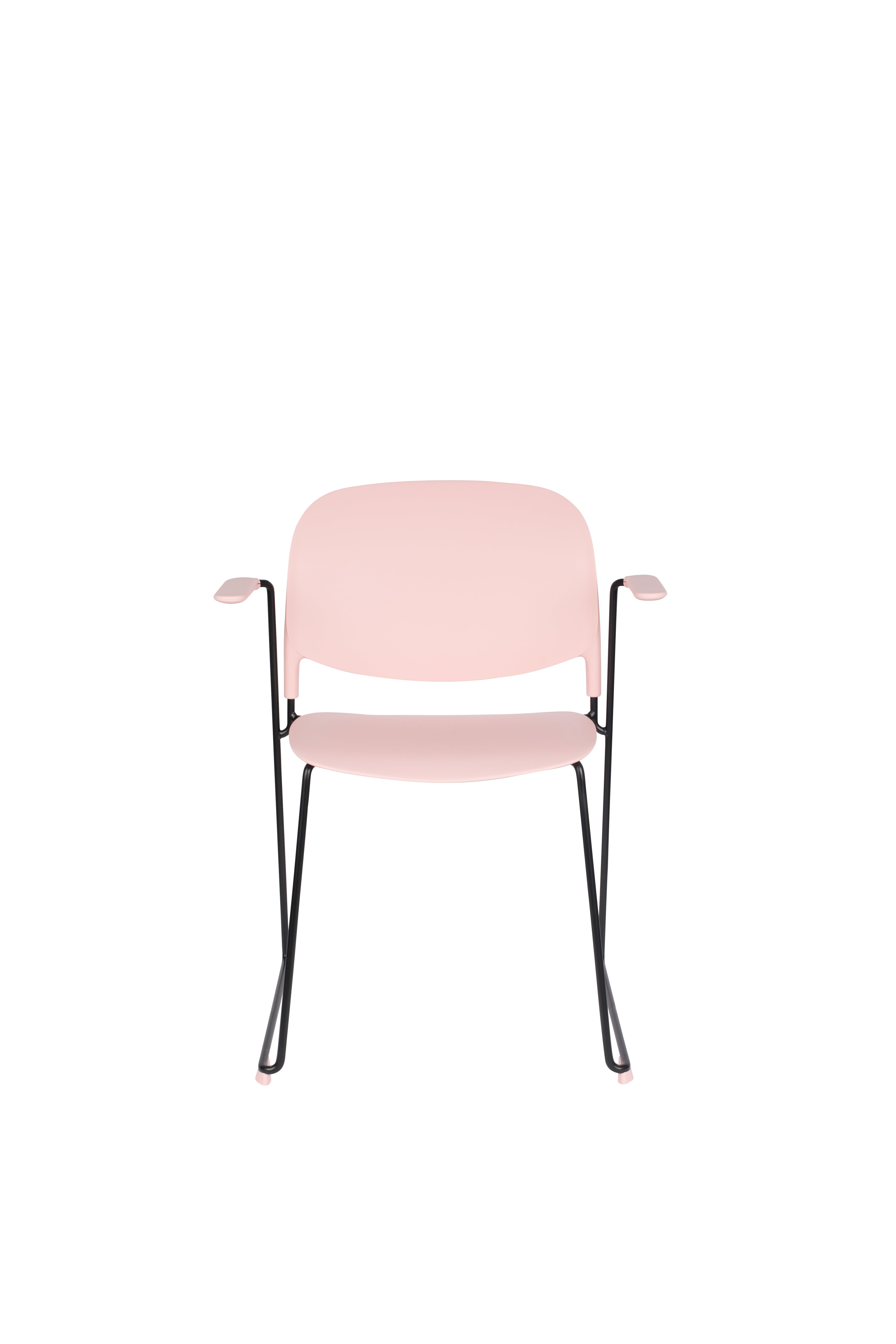 Stuhl STACKS rosa mit schwarzem Gestell