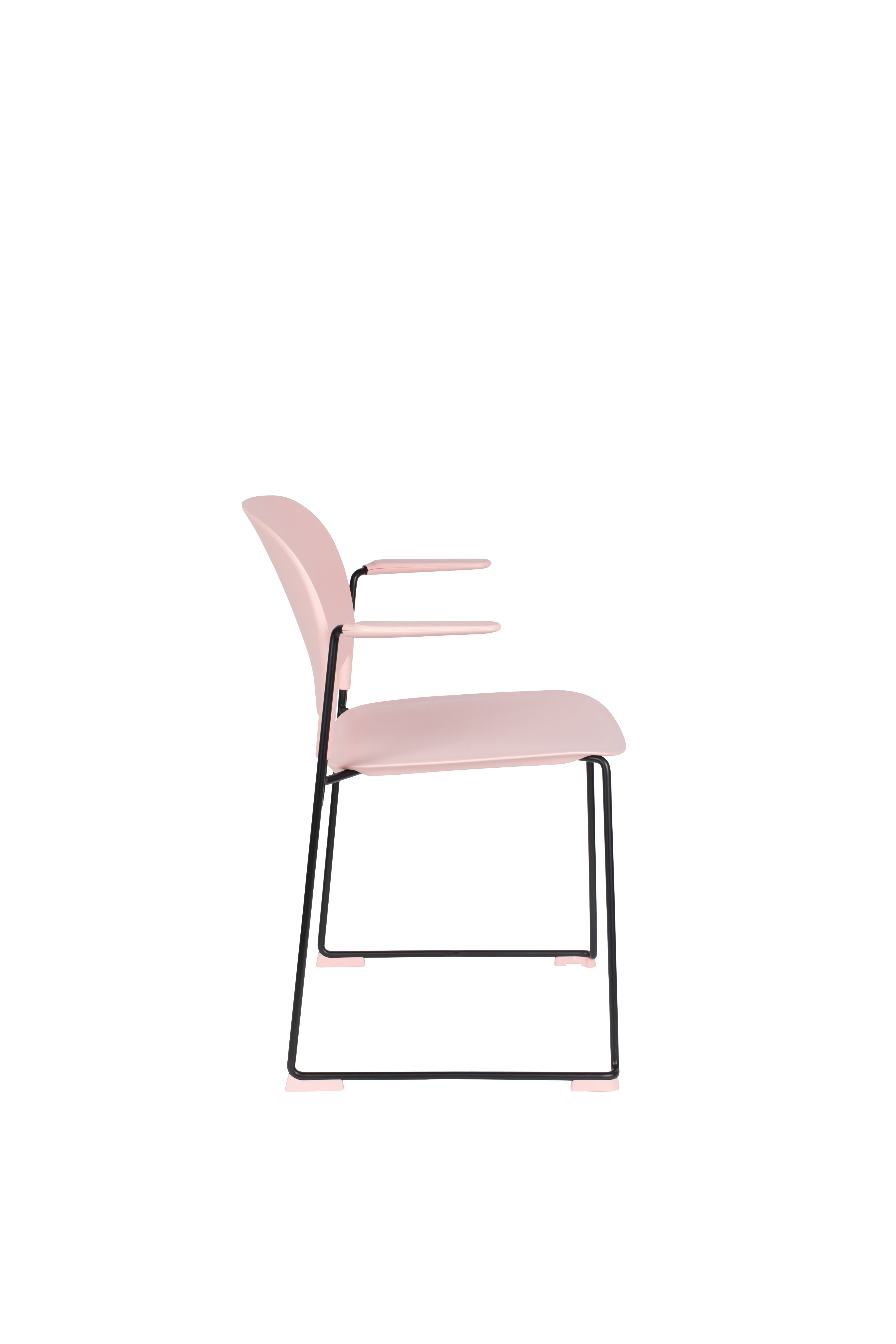Stuhl STACKS rosa mit schwarzem Gestell