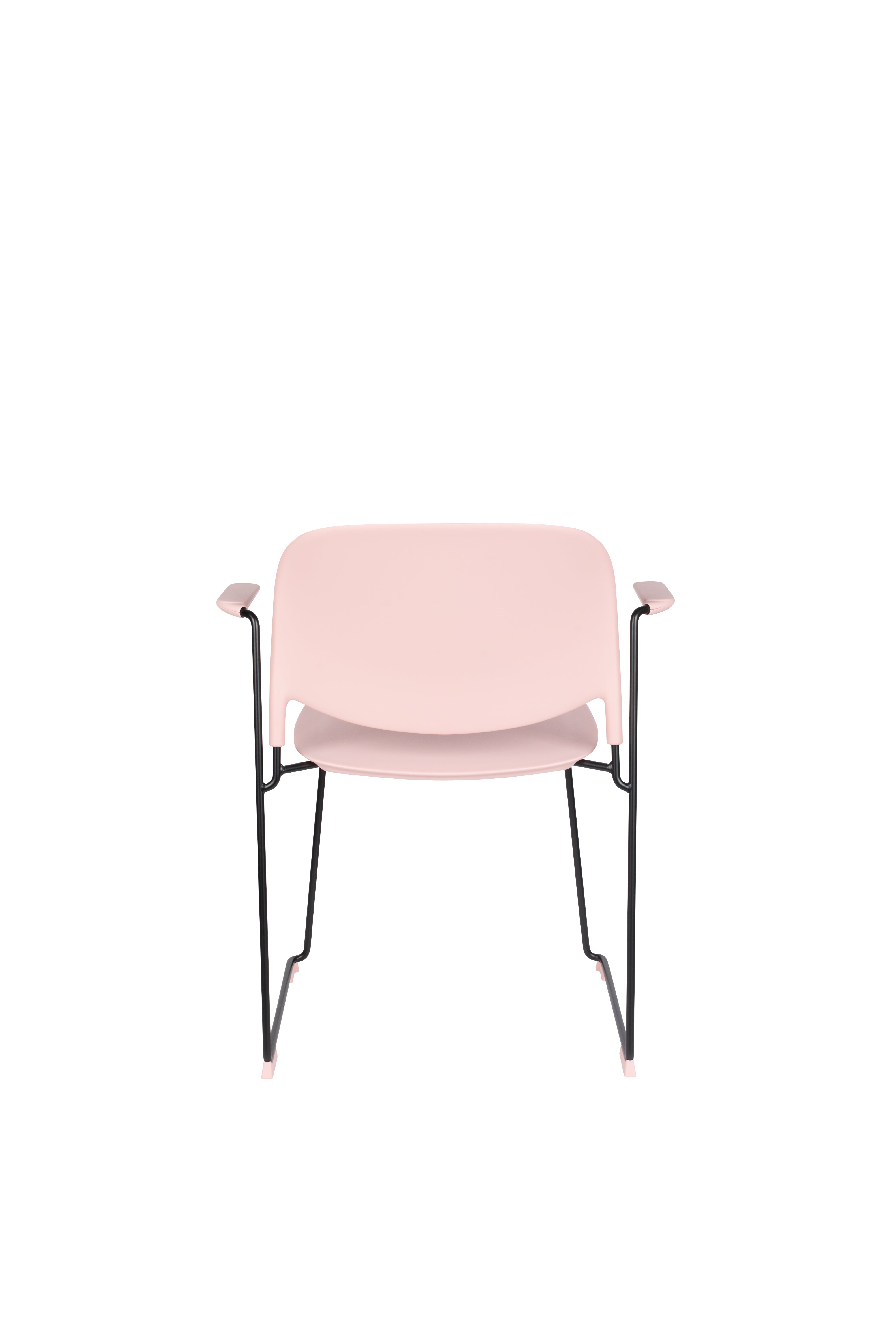 Stuhl STACKS rosa mit schwarzem Gestell