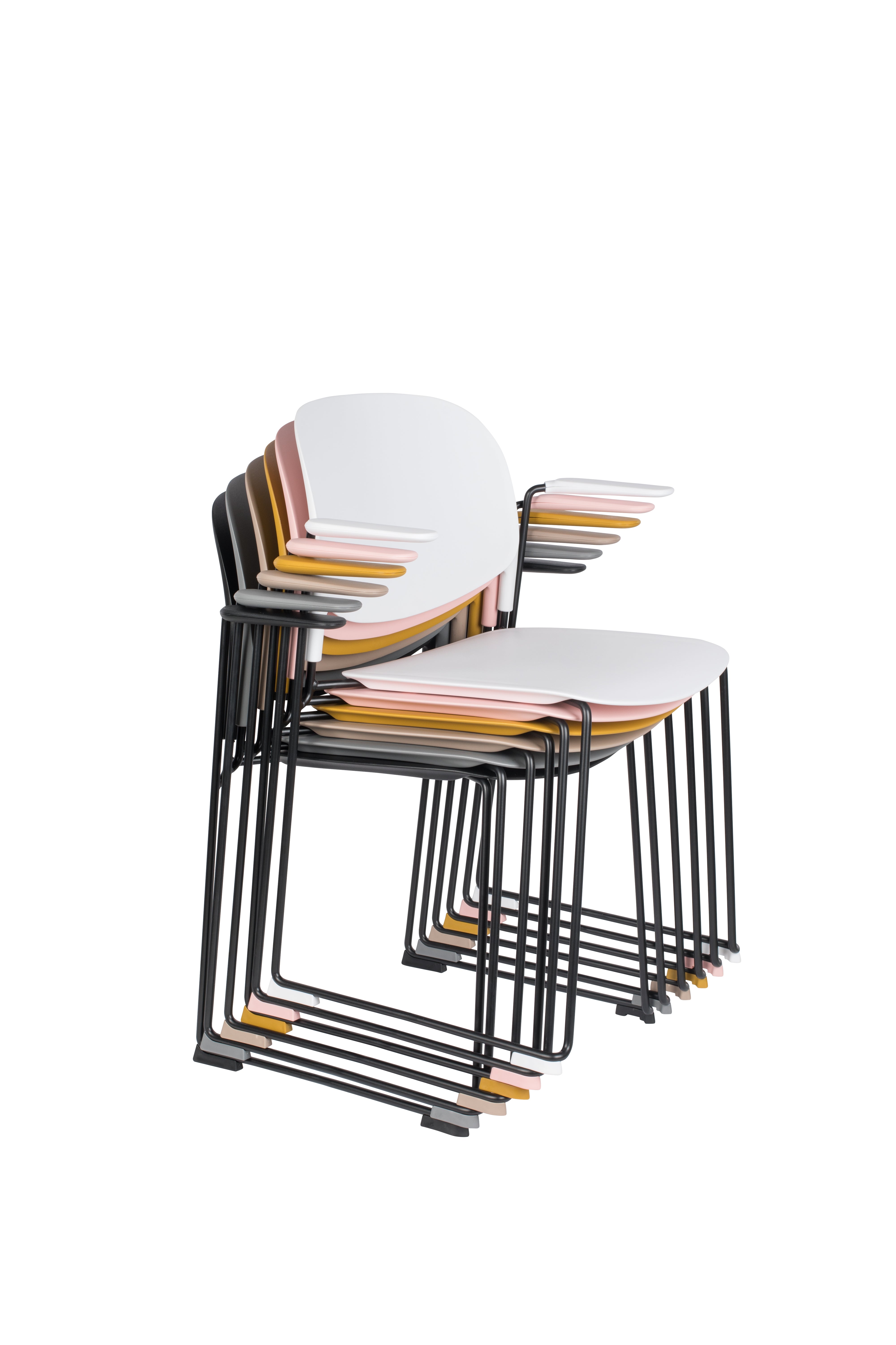 Stuhl STACKS rosa mit schwarzem Gestell