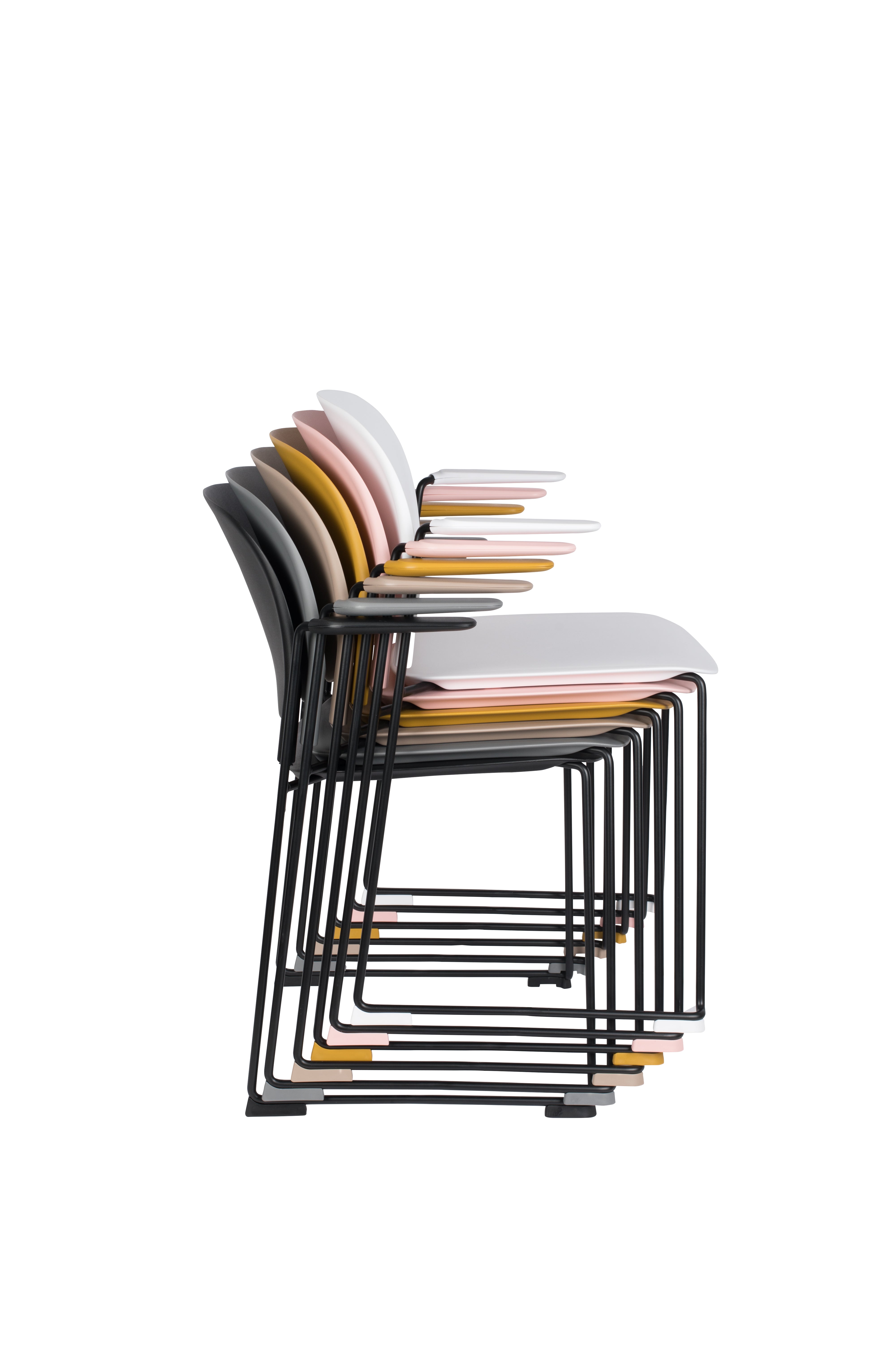 Stuhl STACKS rosa mit schwarzem Gestell