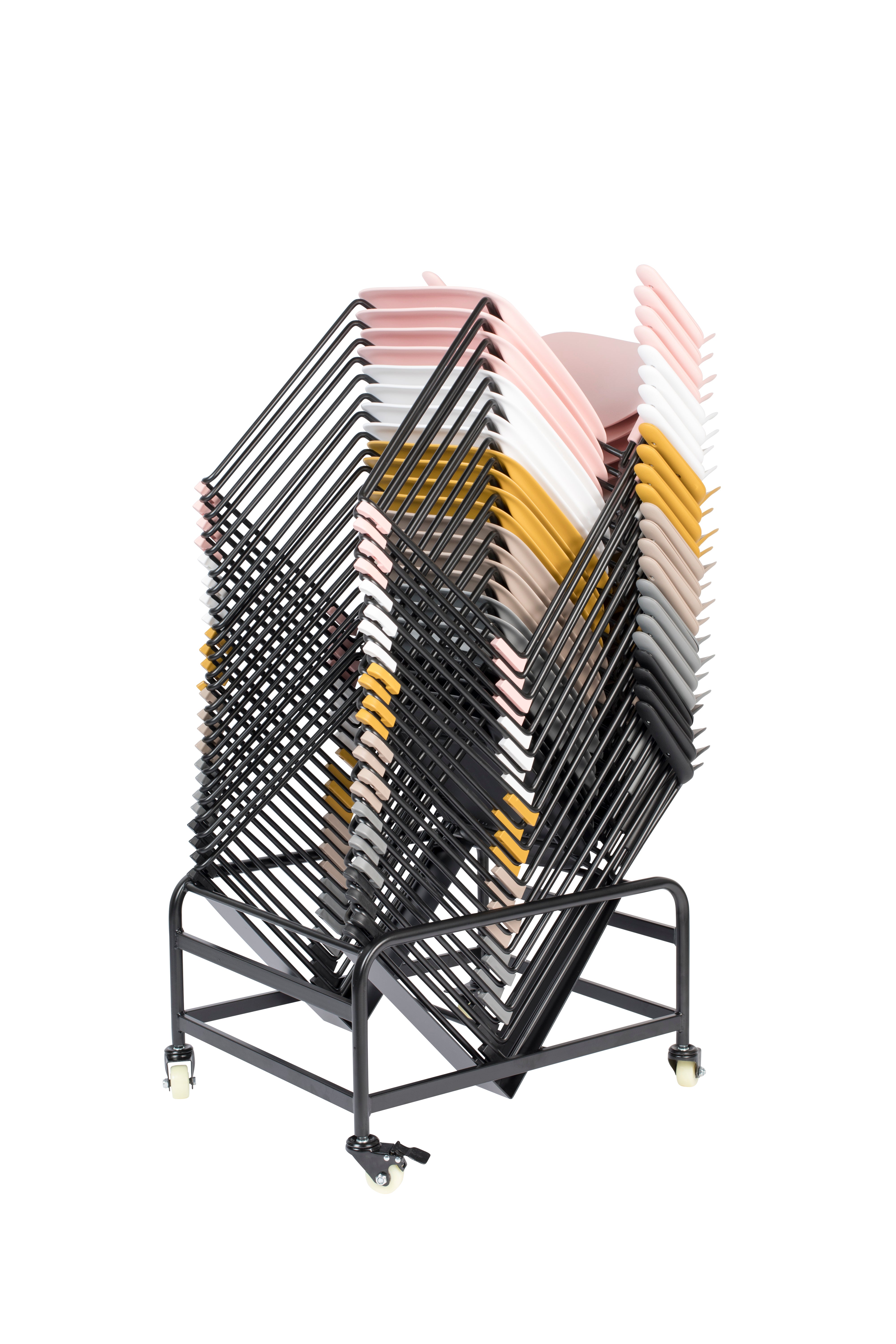 Stuhl STACKS rosa mit schwarzem Gestell