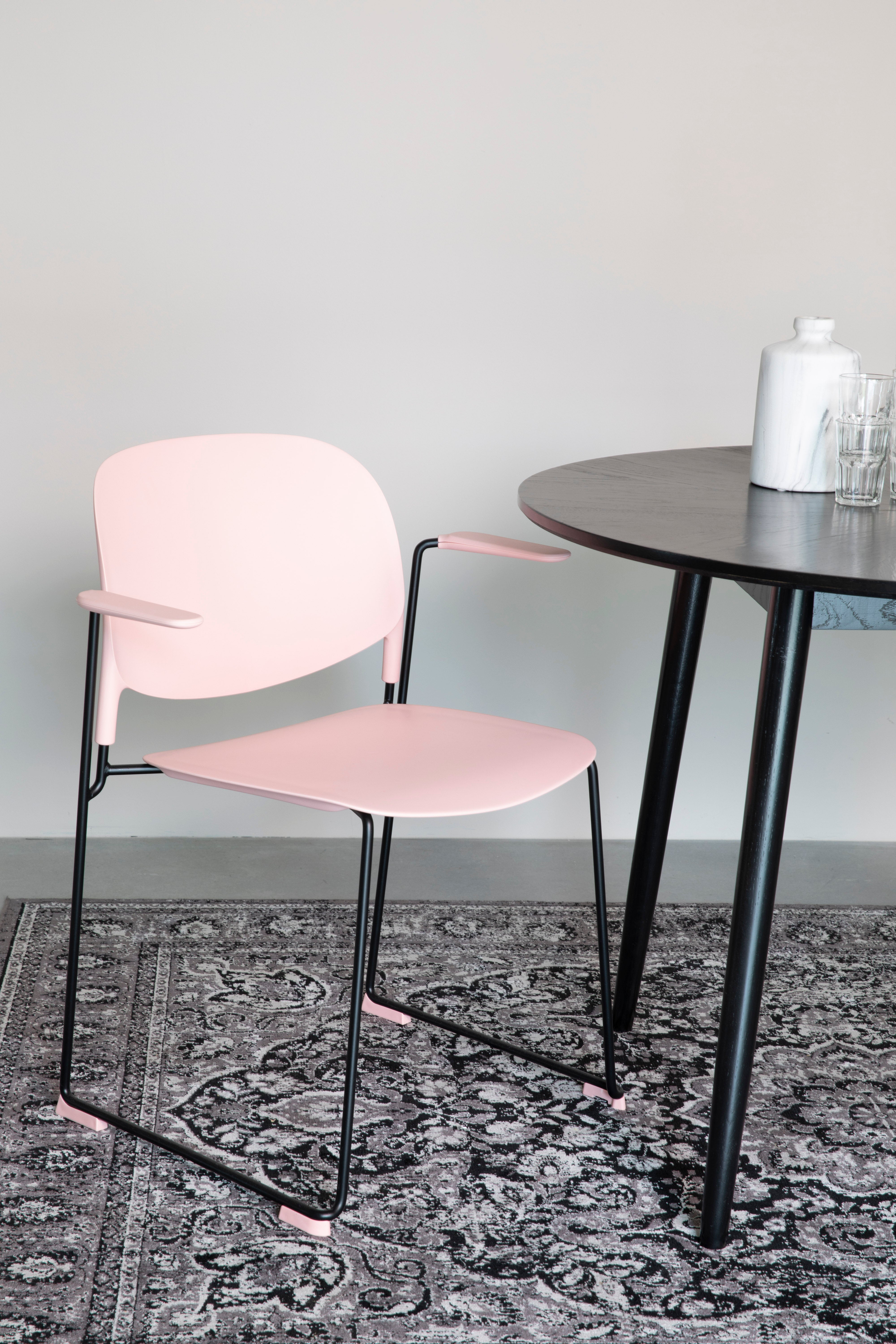 Stuhl STACKS rosa mit schwarzem Gestell