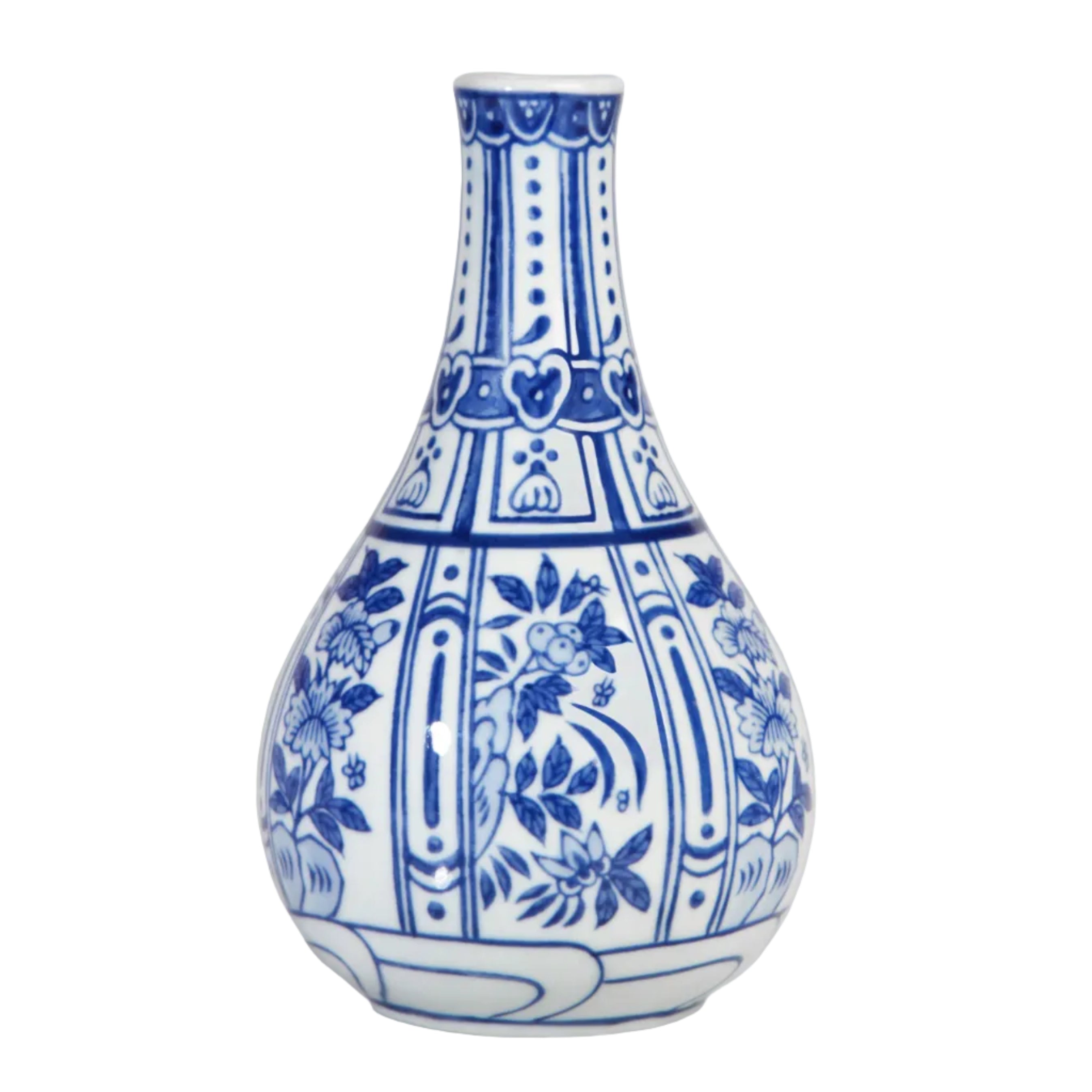 FLOWERS DOTS vase white with blue