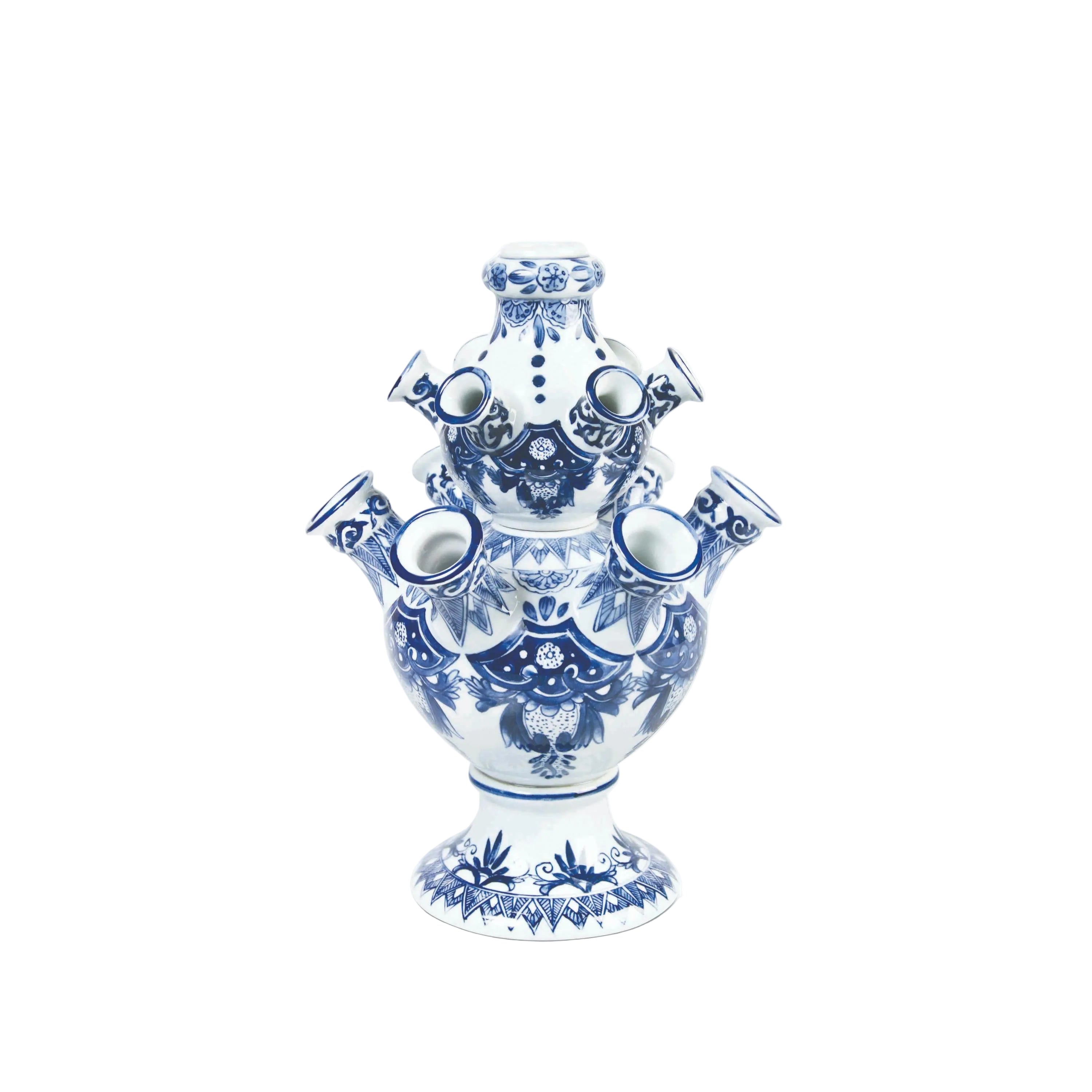 Vase TULIPENPYRAMIDE weiß mit Blau