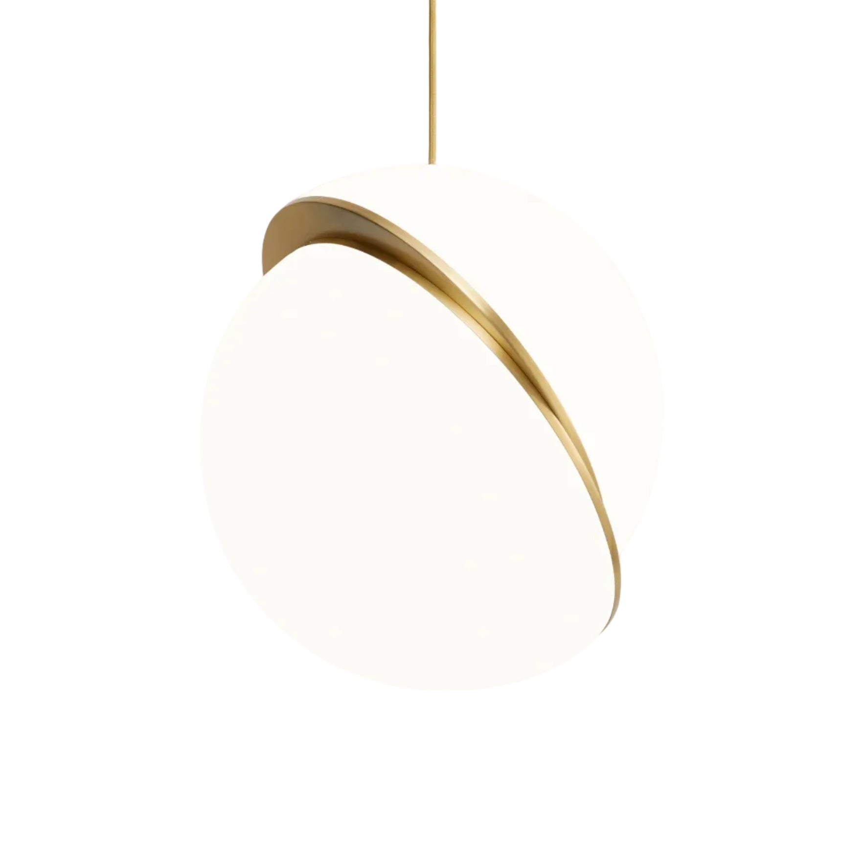 Lampa wisząca CRESCENT opalowy klosz z mosiądzem