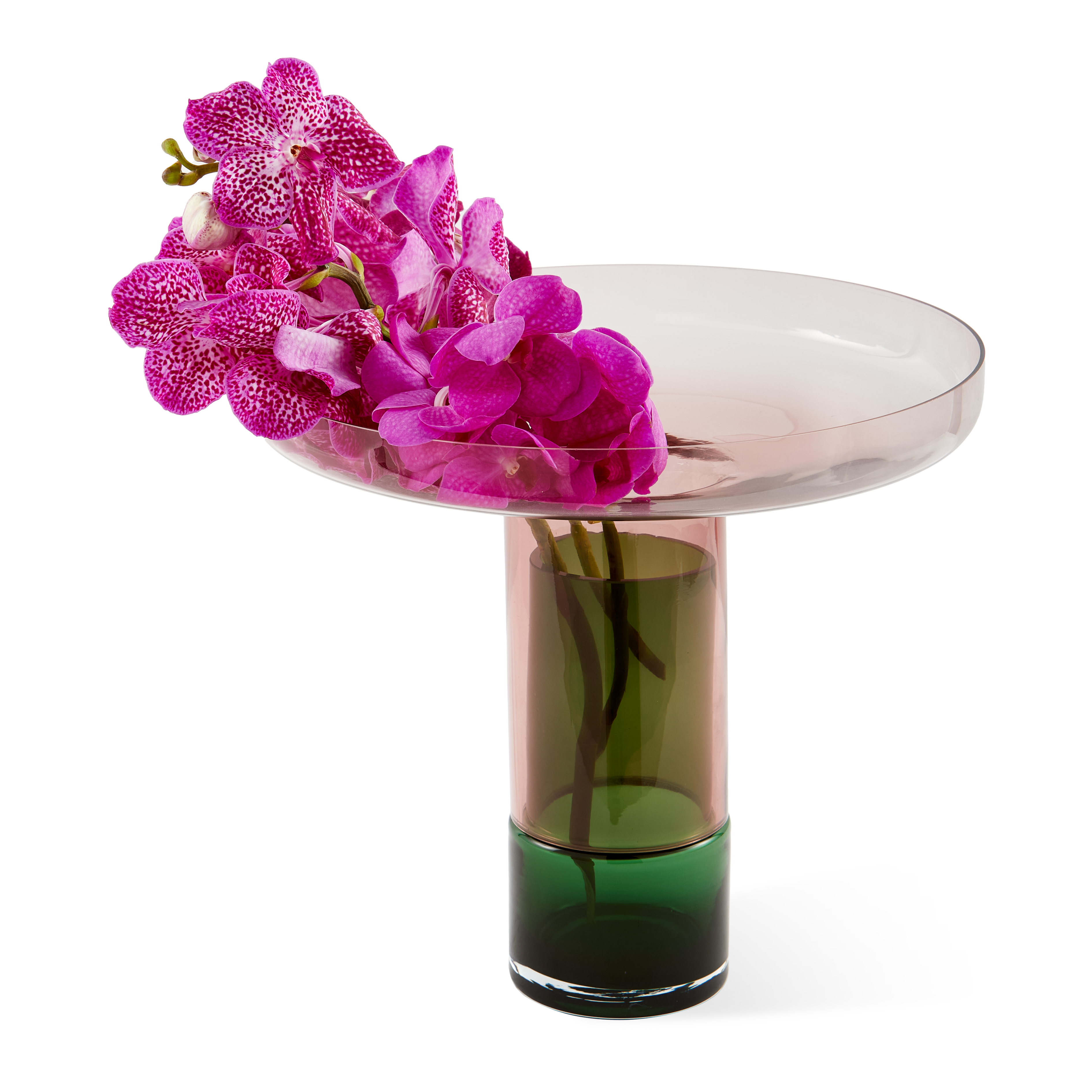 Pink and Green Glass Vase DISK FORMY