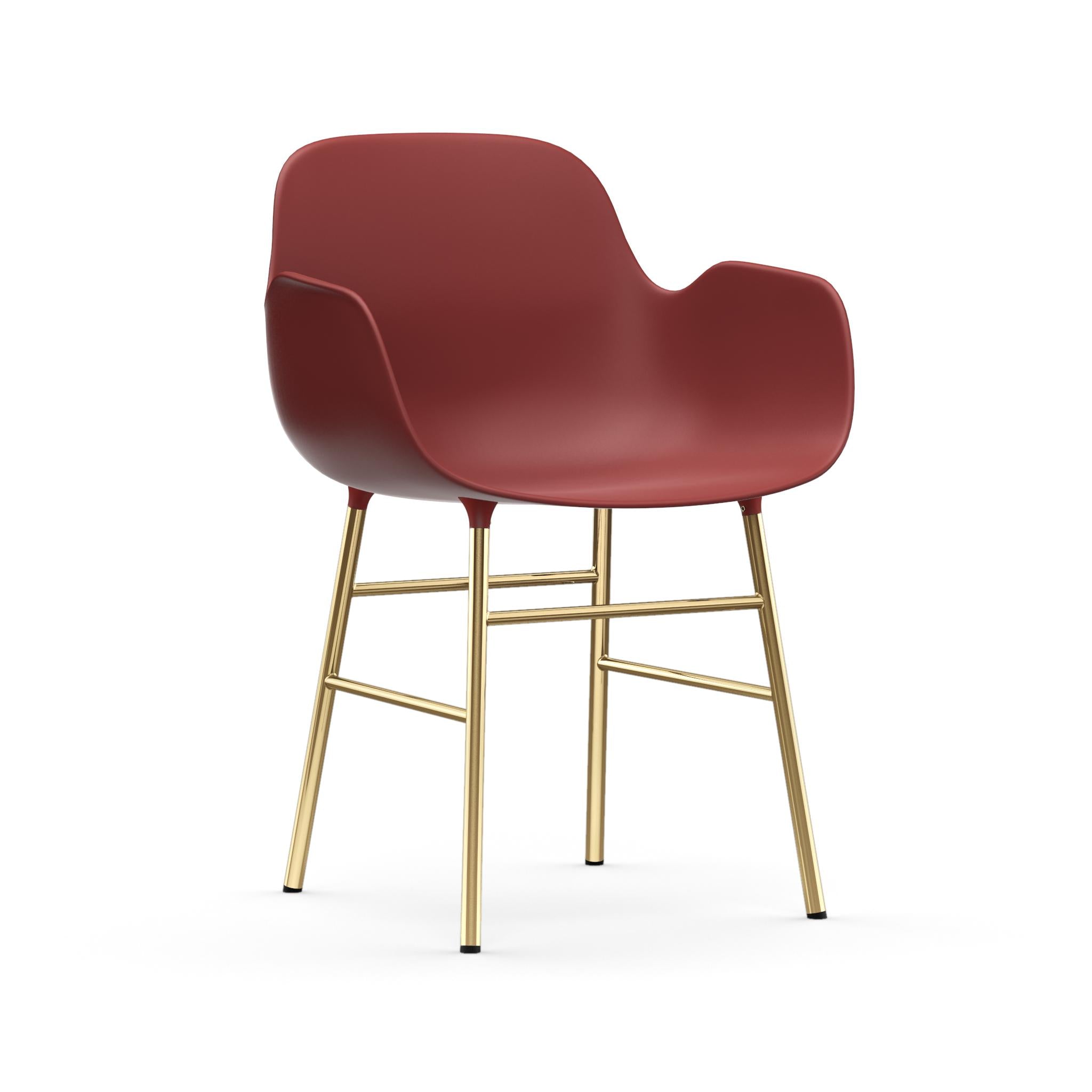 Chair with armrests of burgundy forms with a golden base