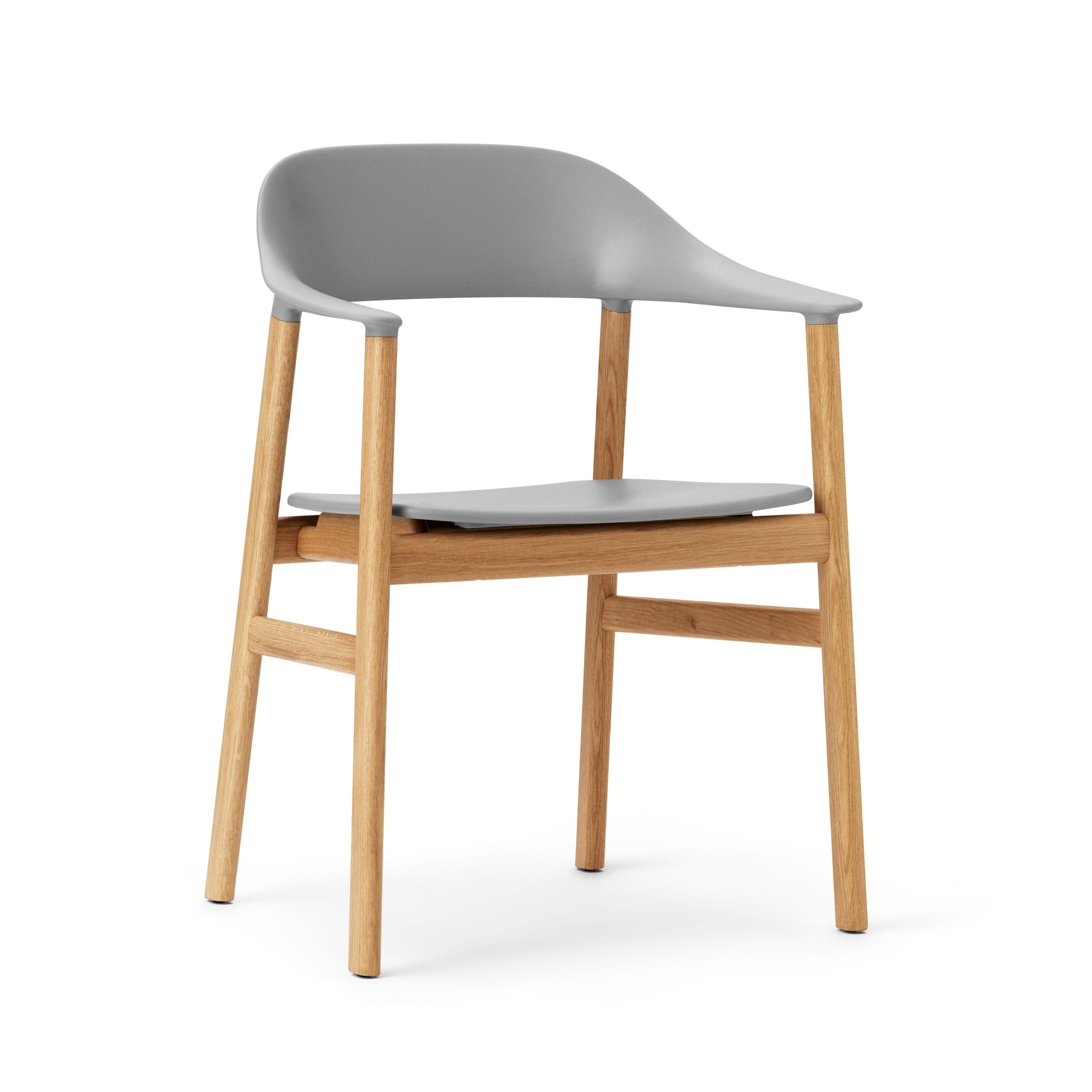 Chair with armrests Herit Gray with a natural oak base