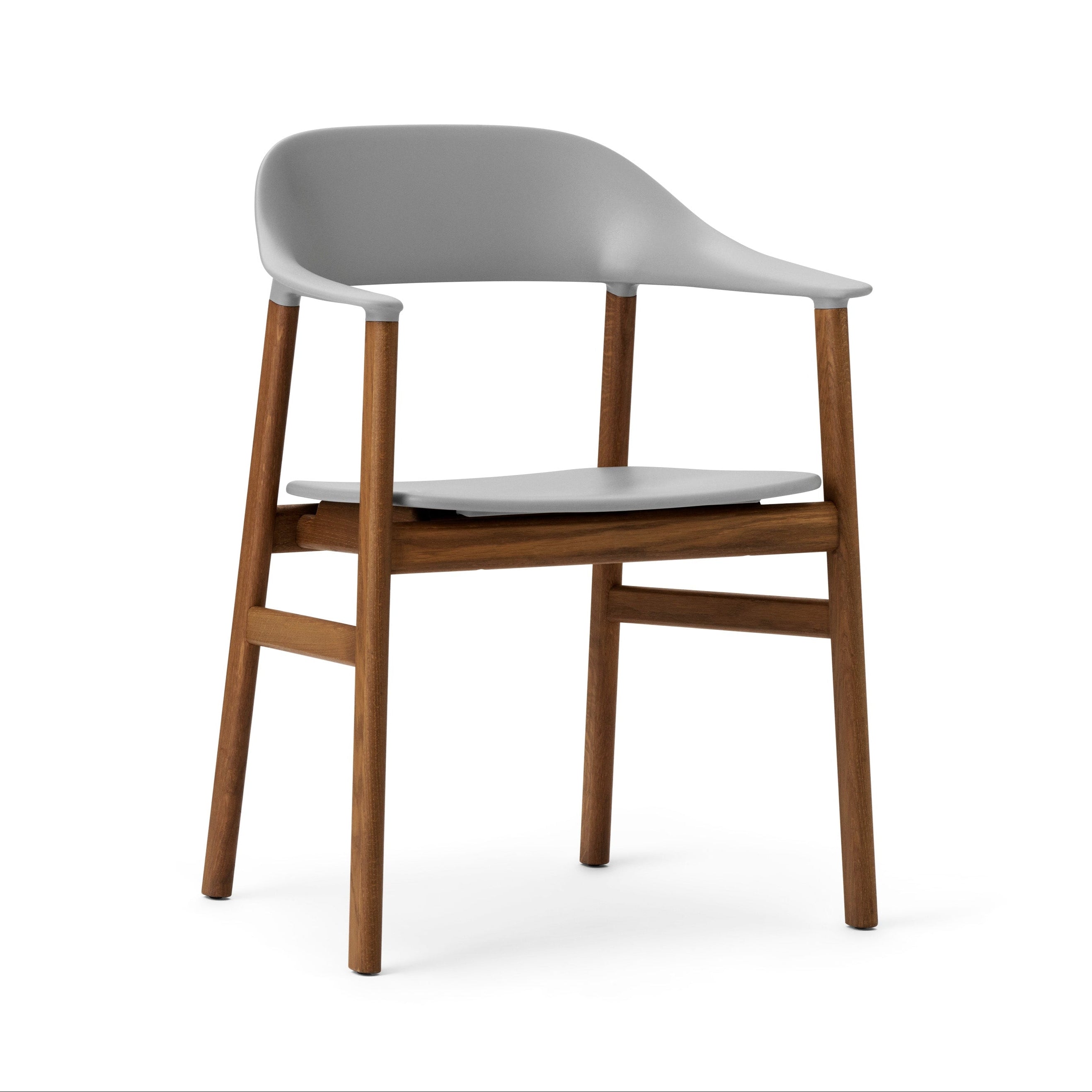 Chair with armrests Herit Gray with a dark oak base