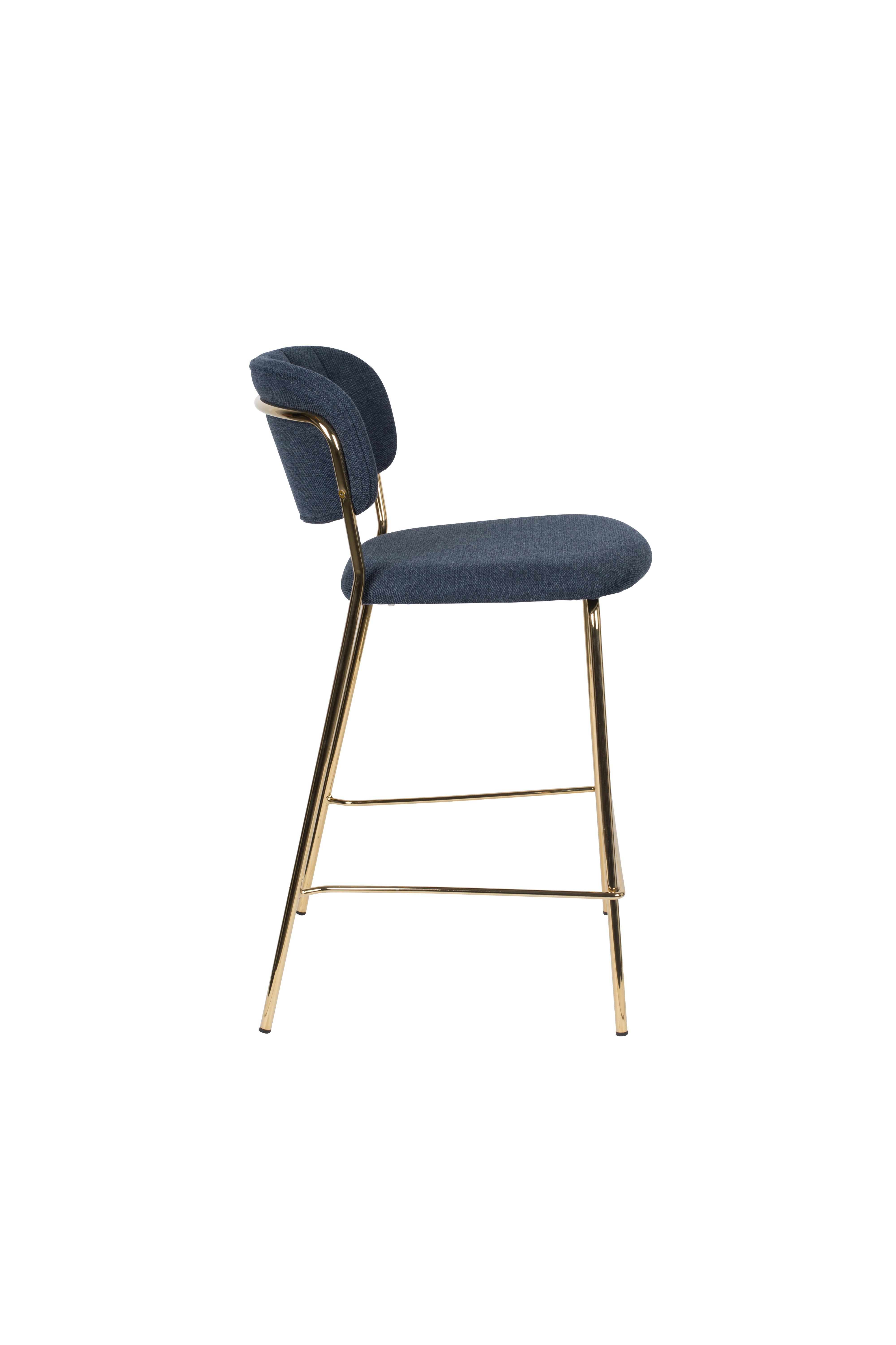 Hocker JOLIEN dunkelblau mit goldenem Fuß
