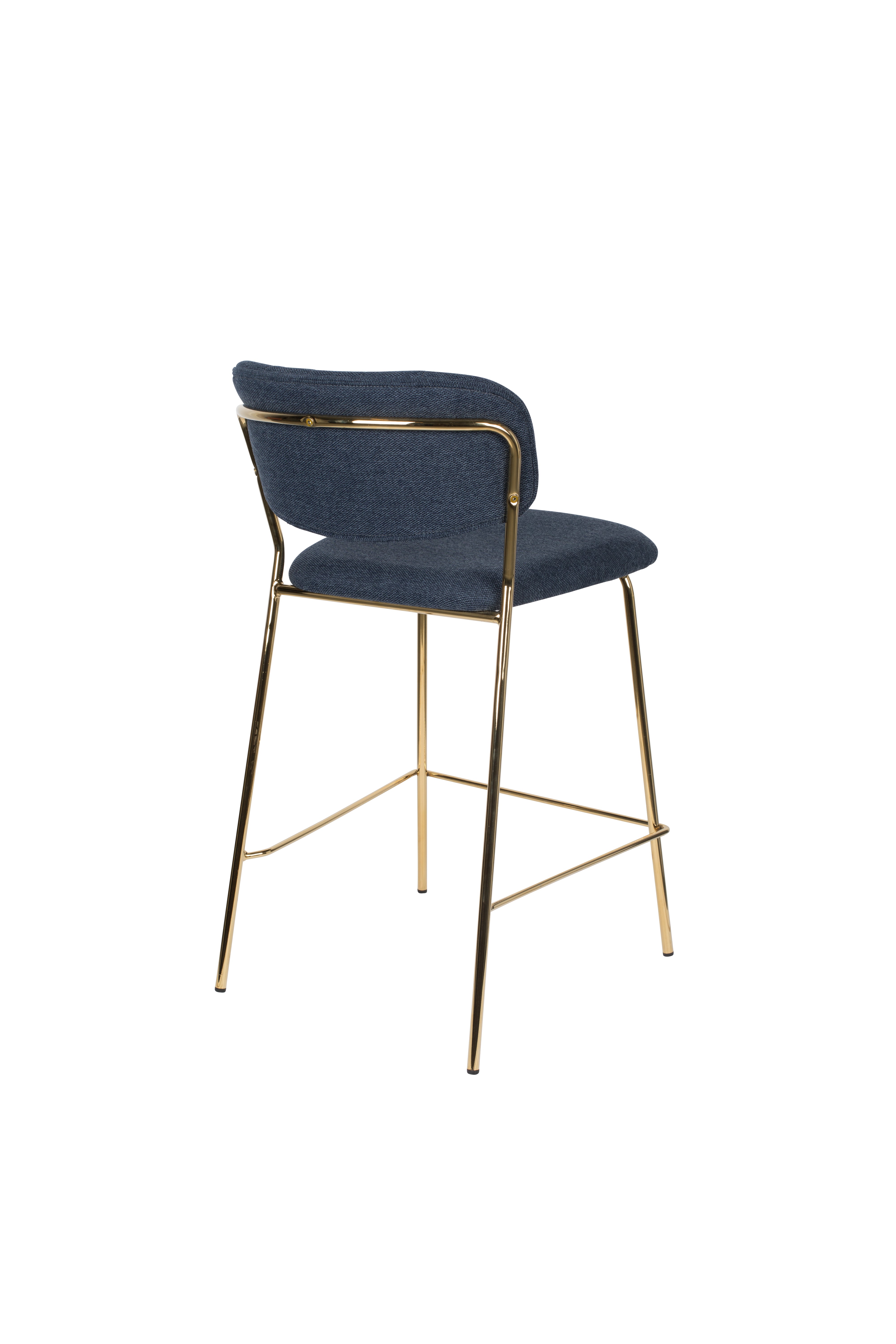 Hocker JOLIEN dunkelblau mit goldenem Fuß