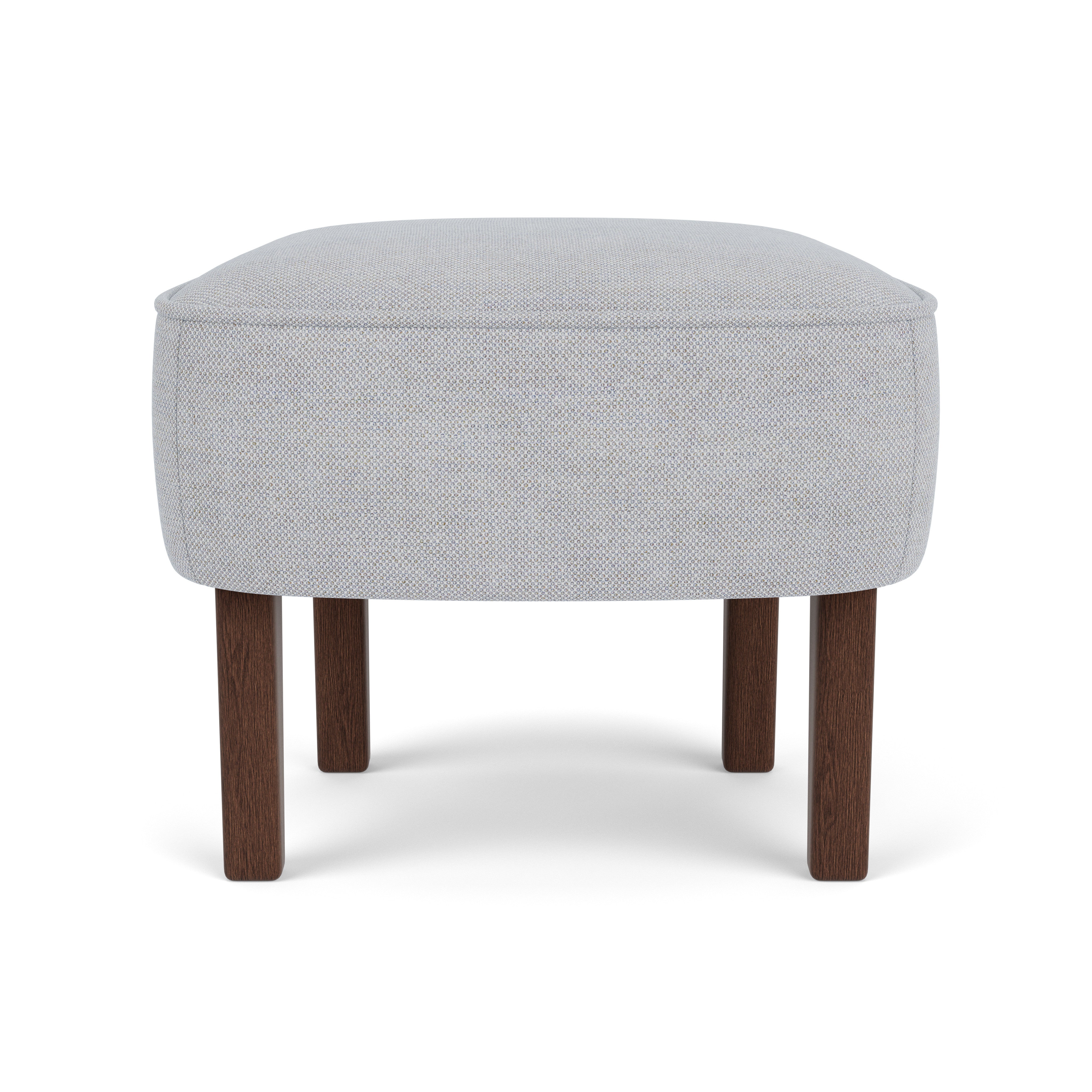 Fußhocker INGEBORG hellgrau mit dunklem Eichenfuß
