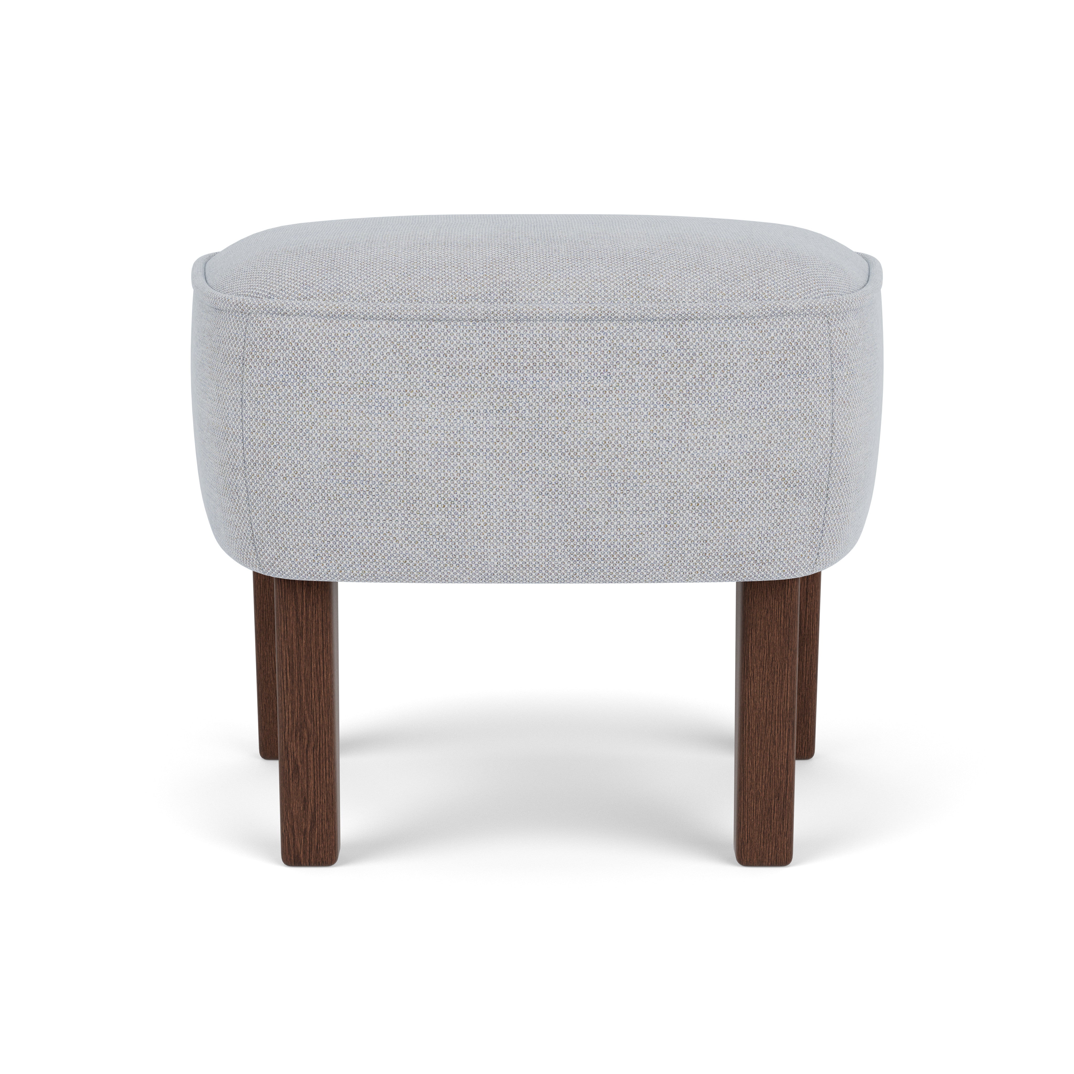 Fußhocker INGEBORG hellgrau mit dunklem Eichenfuß