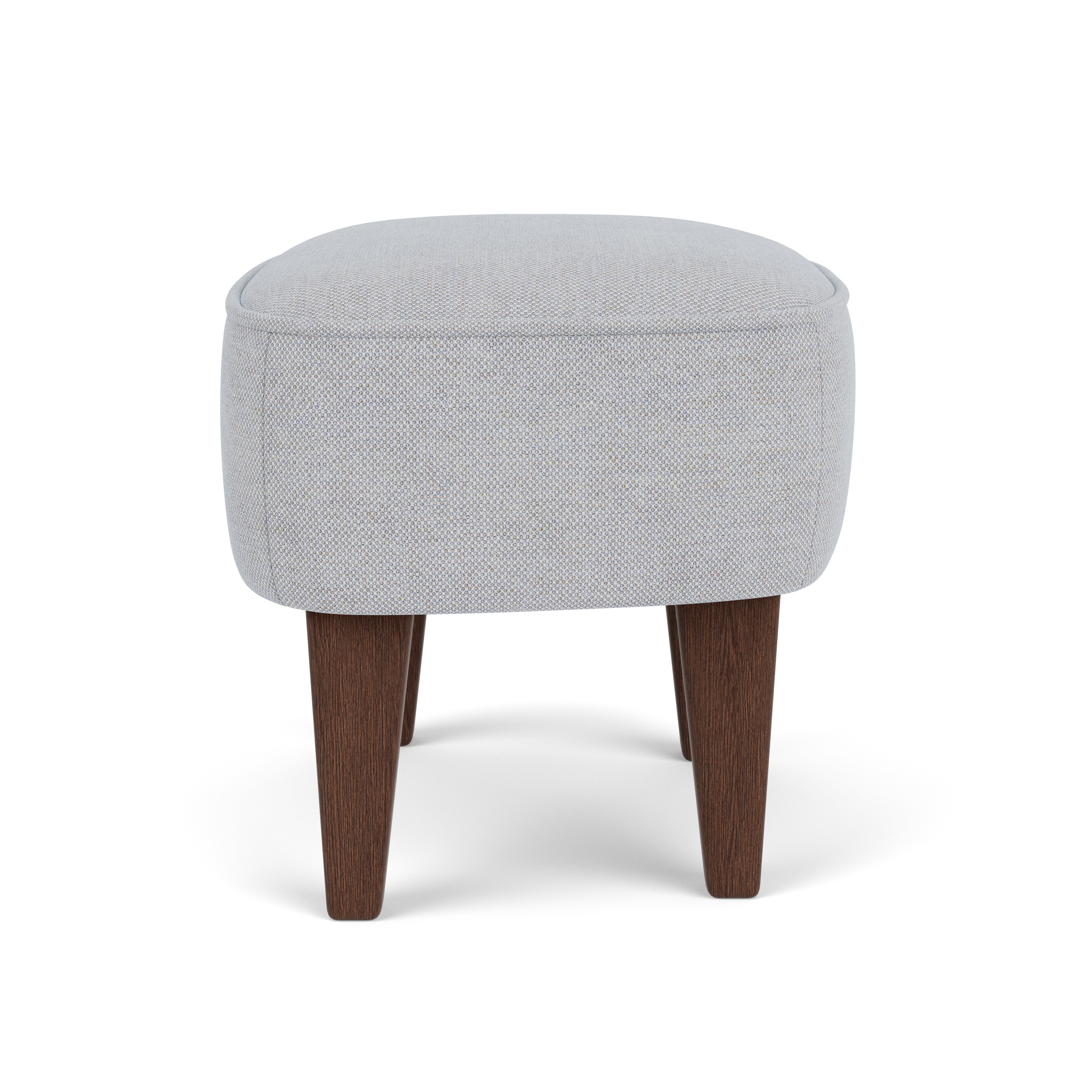 Fußhocker INGEBORG hellgrau mit dunklem Eichenfuß