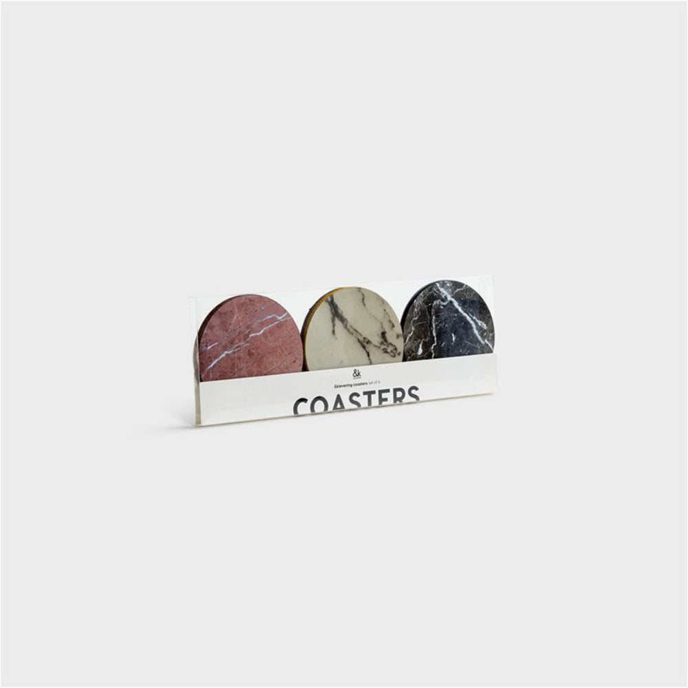 Set Untersetzer für Gläser MARBLE beige mit braunem