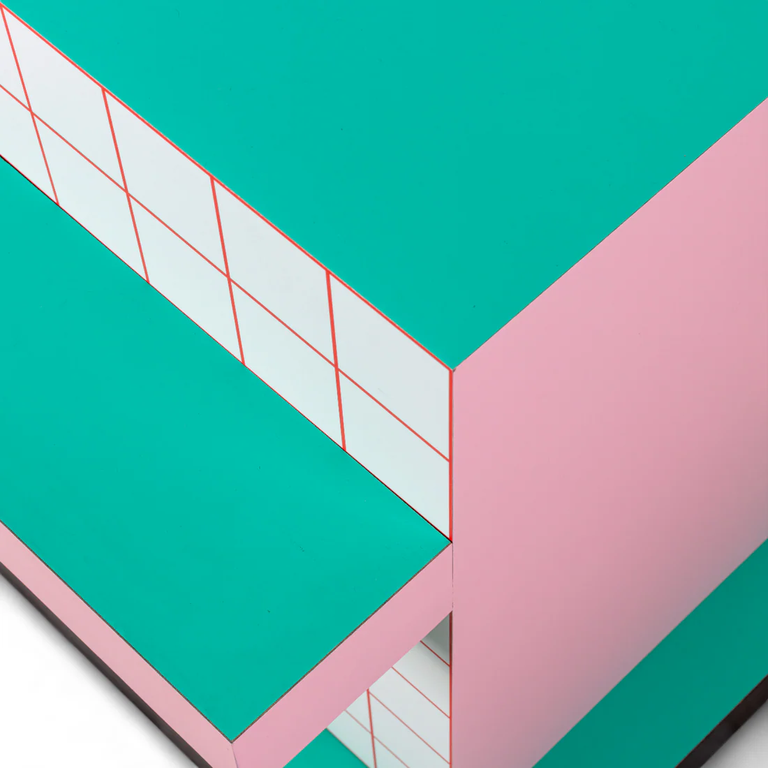 Beistelltisch SUPERSIDE RED GRID weiß mit Rosa und Grün