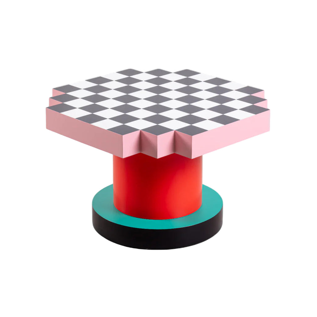 Kaffeetisch SUPERCOFFEE CHESSBOARD rosa mit rot