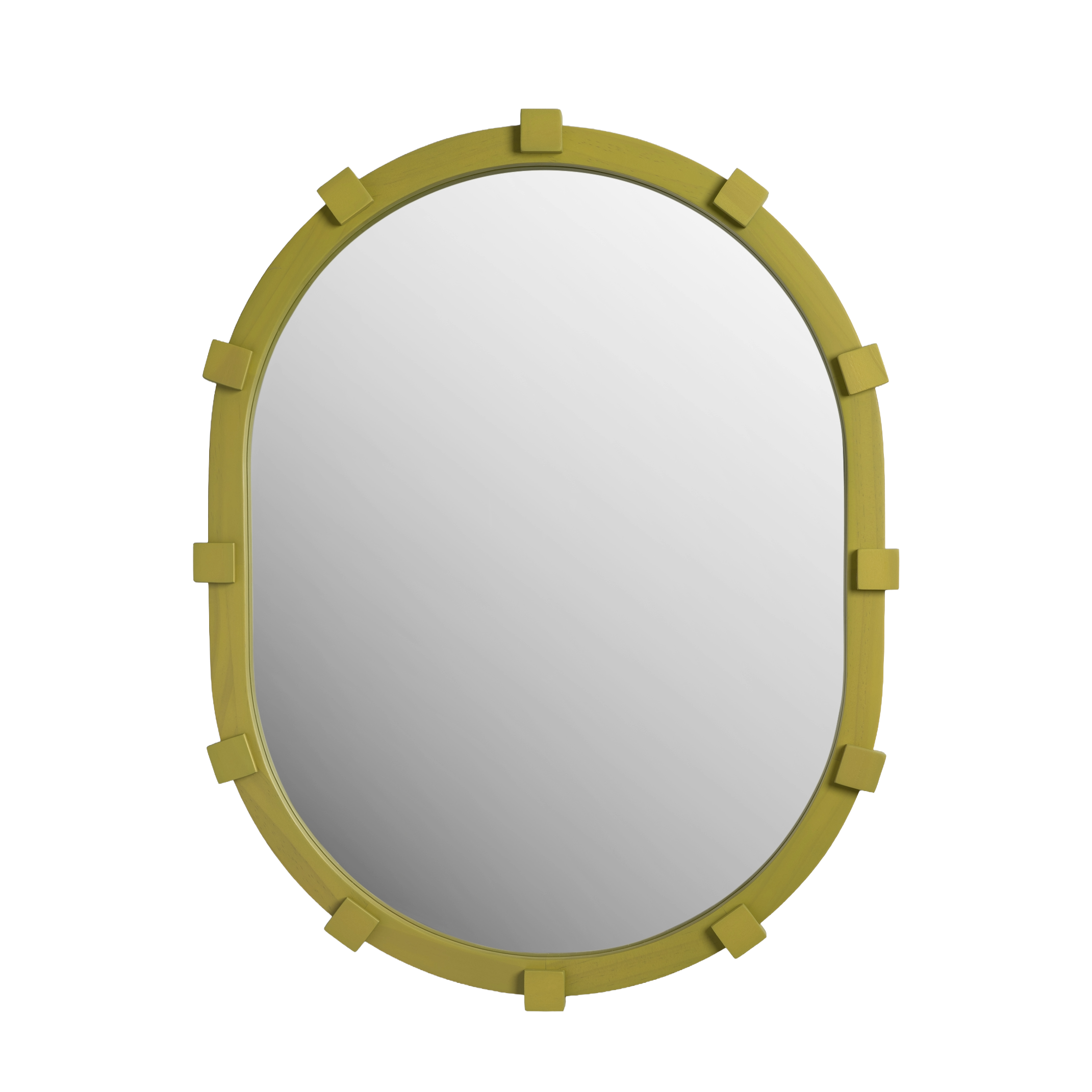 Oval Mirror CHUNK Green Wood