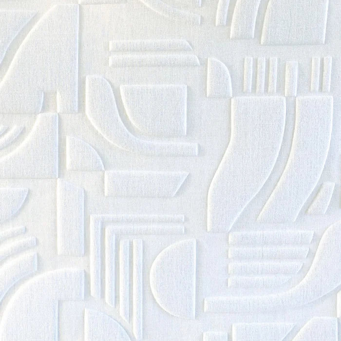 Textile structural wallpaper with geometric pattern LINSOLITE - BLANC white
