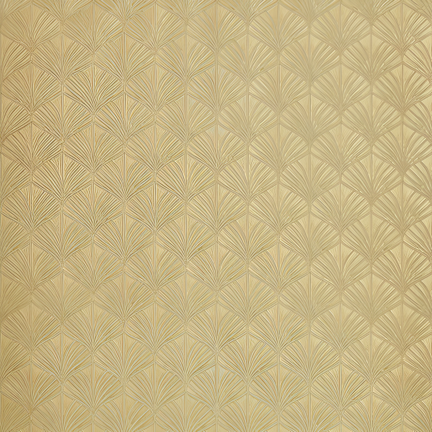 Metallic structural wallpaper with a plant motif of NEREIDES leaves - LICHEN/DORÉ beige with gold