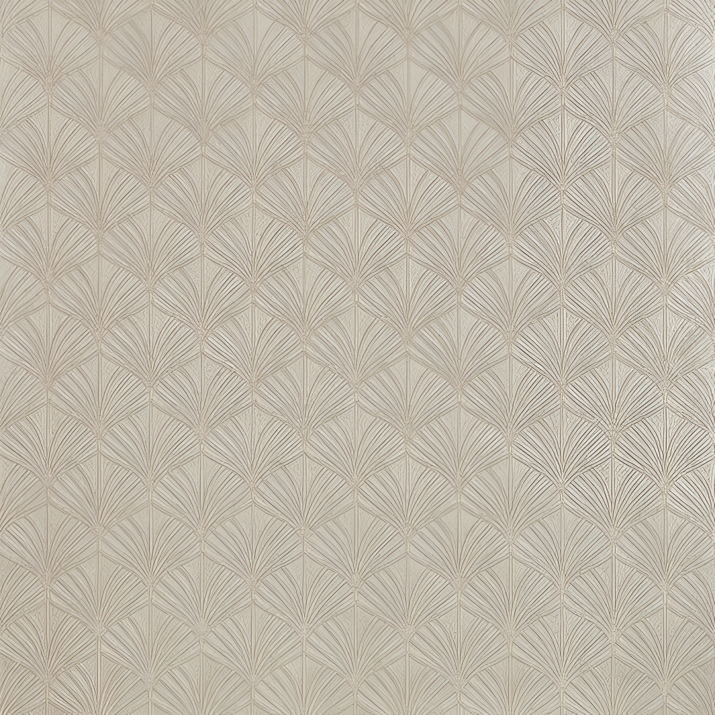 Metallic structural wallpaper with a plant motif of NEREIDES leaves - TAUPE/SILVER gray with silver