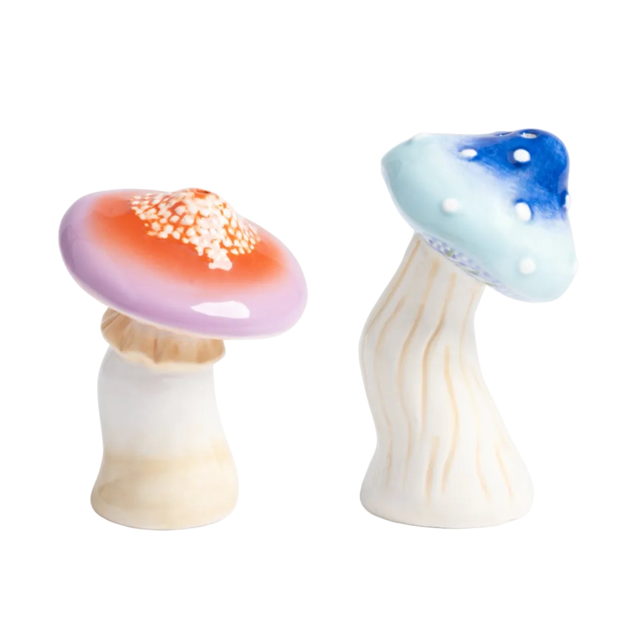 Salt and Pepper Shaker MAGIC MUSHROOM colorful stoneware