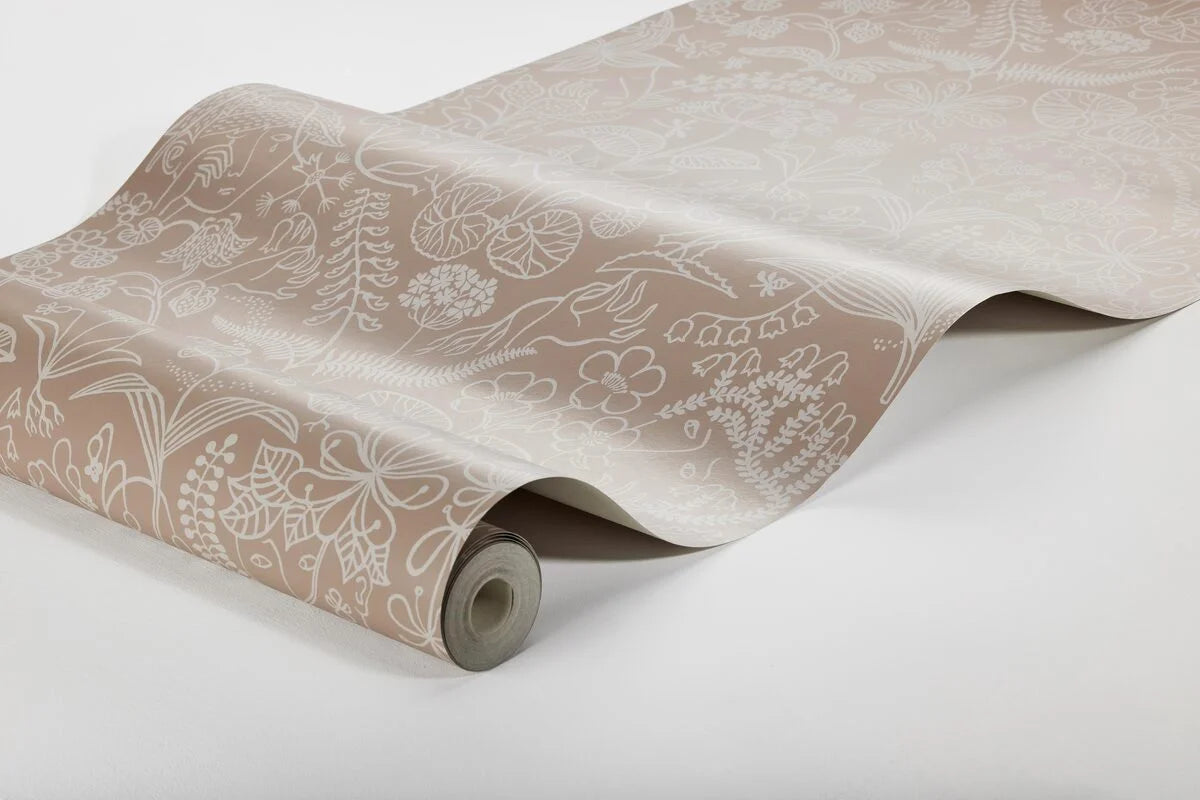 Tapete mit floralem Muster aus Blumen und Blättern GRAZIA braun